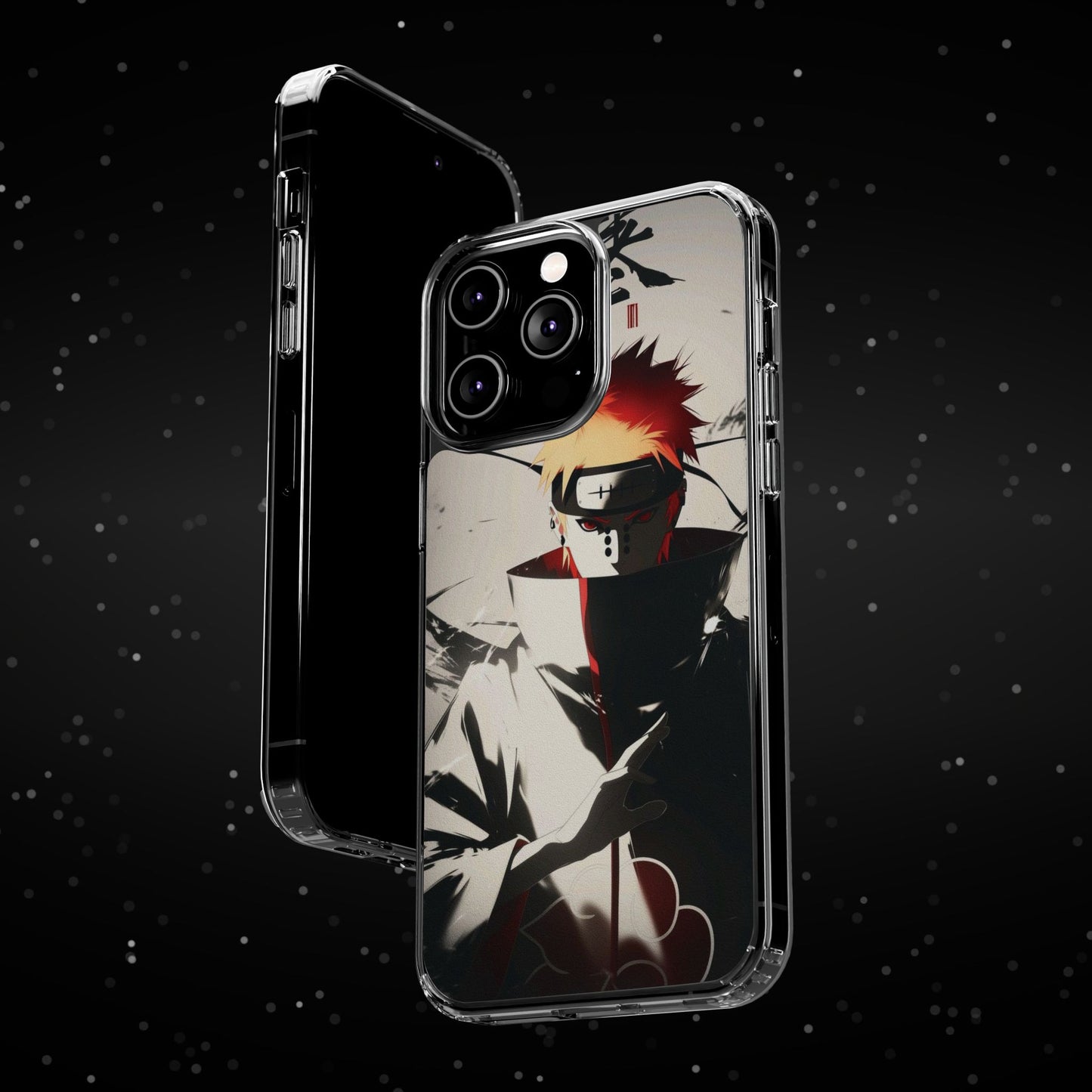 Clear Impact-Resistant Phone Case — Anime Akatsuki Shadow Design