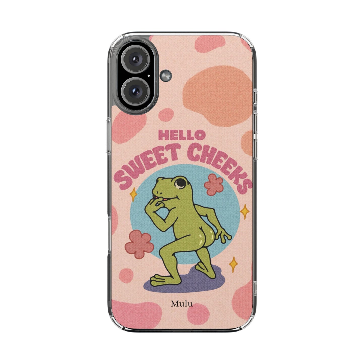Clear Impact Phone Case — "Hello Sweet Cheeks" Retro Frog Design