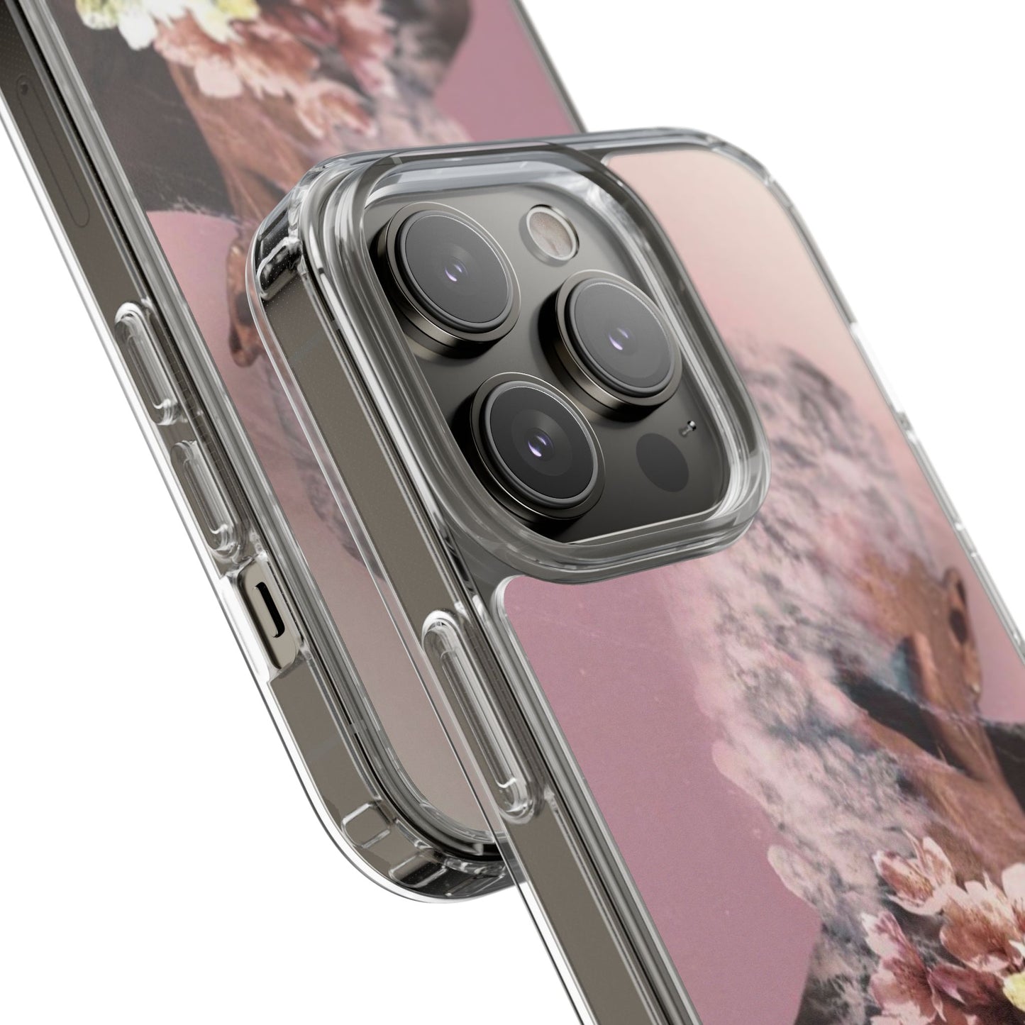 Clear Phone Case — Pink Floral Smoke Art iPhone Case