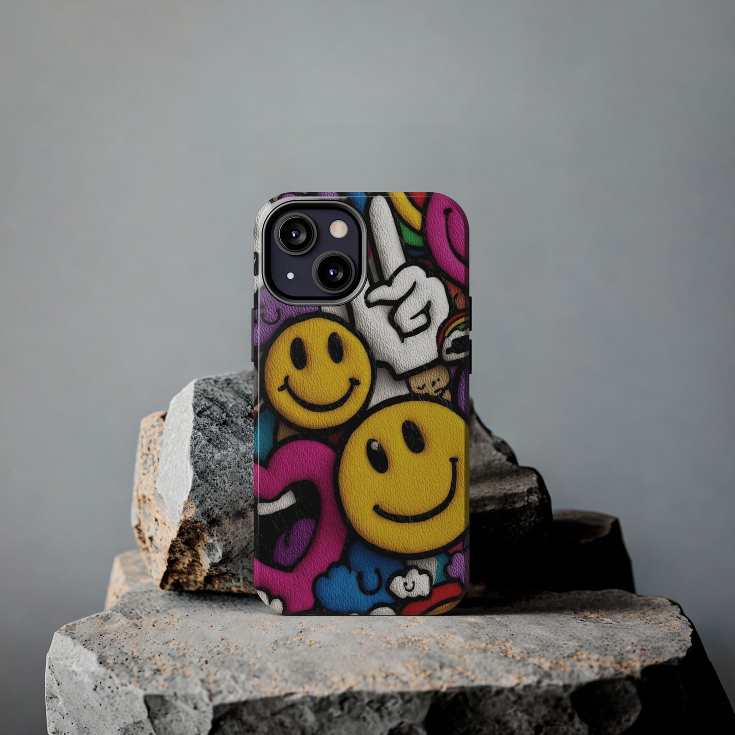Smiley Graffiti Tough Phone Case – Colorful Urban Art Protection