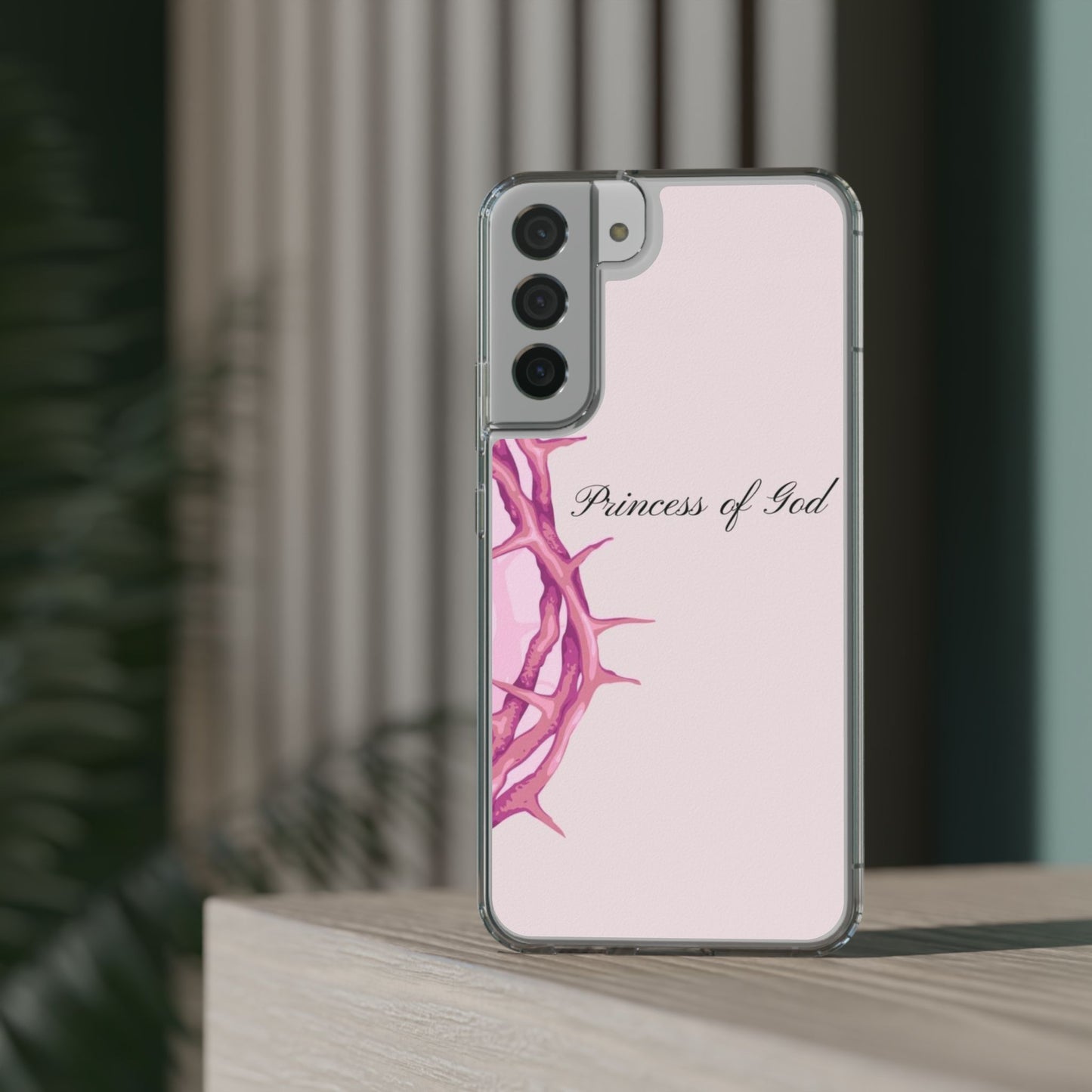 Phone Case — "Princess of God" Pink Crown of Thorns Clear Impact-Resistant Case