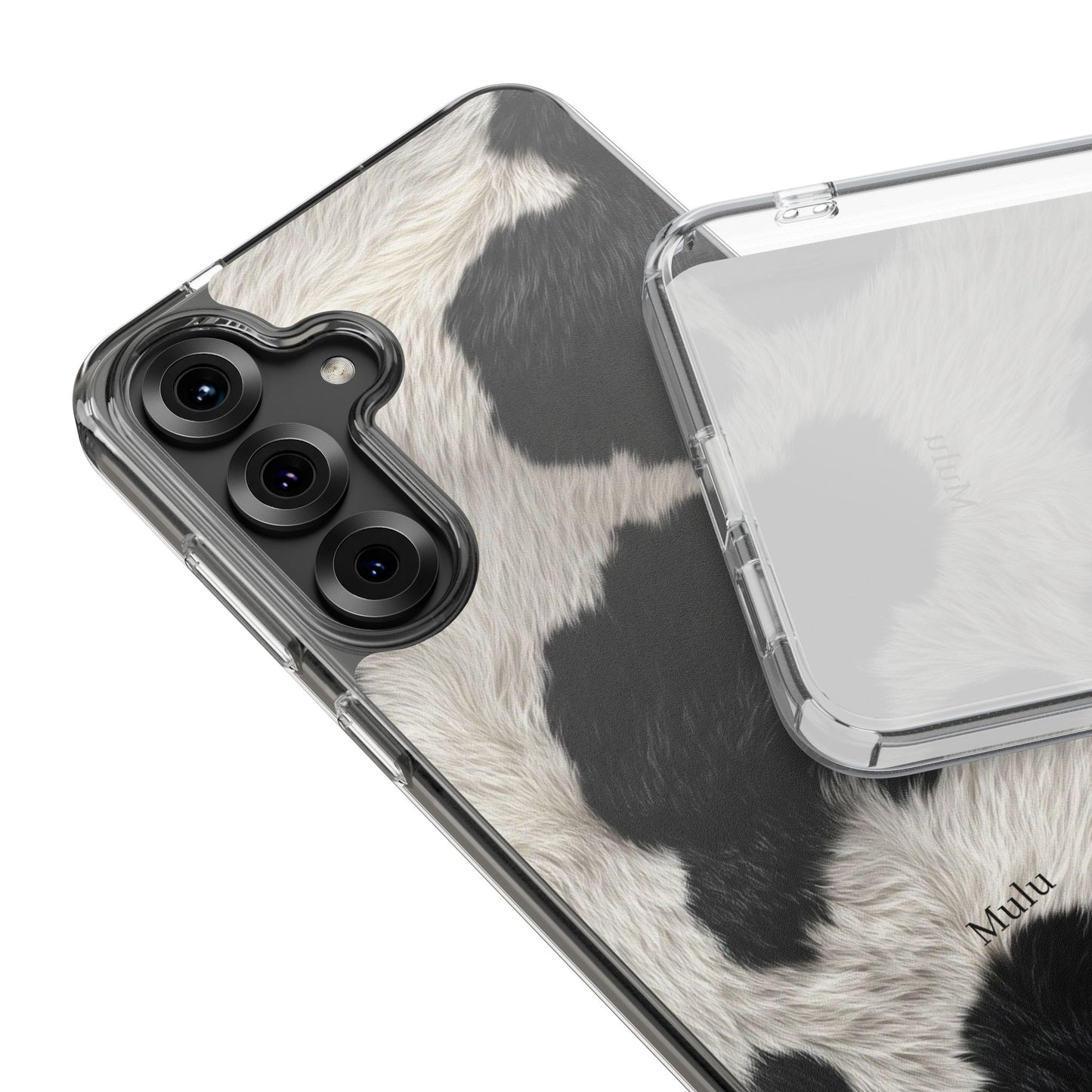Cow Print Clear Impact Phone Case — Faux Fur Black & White Protection
