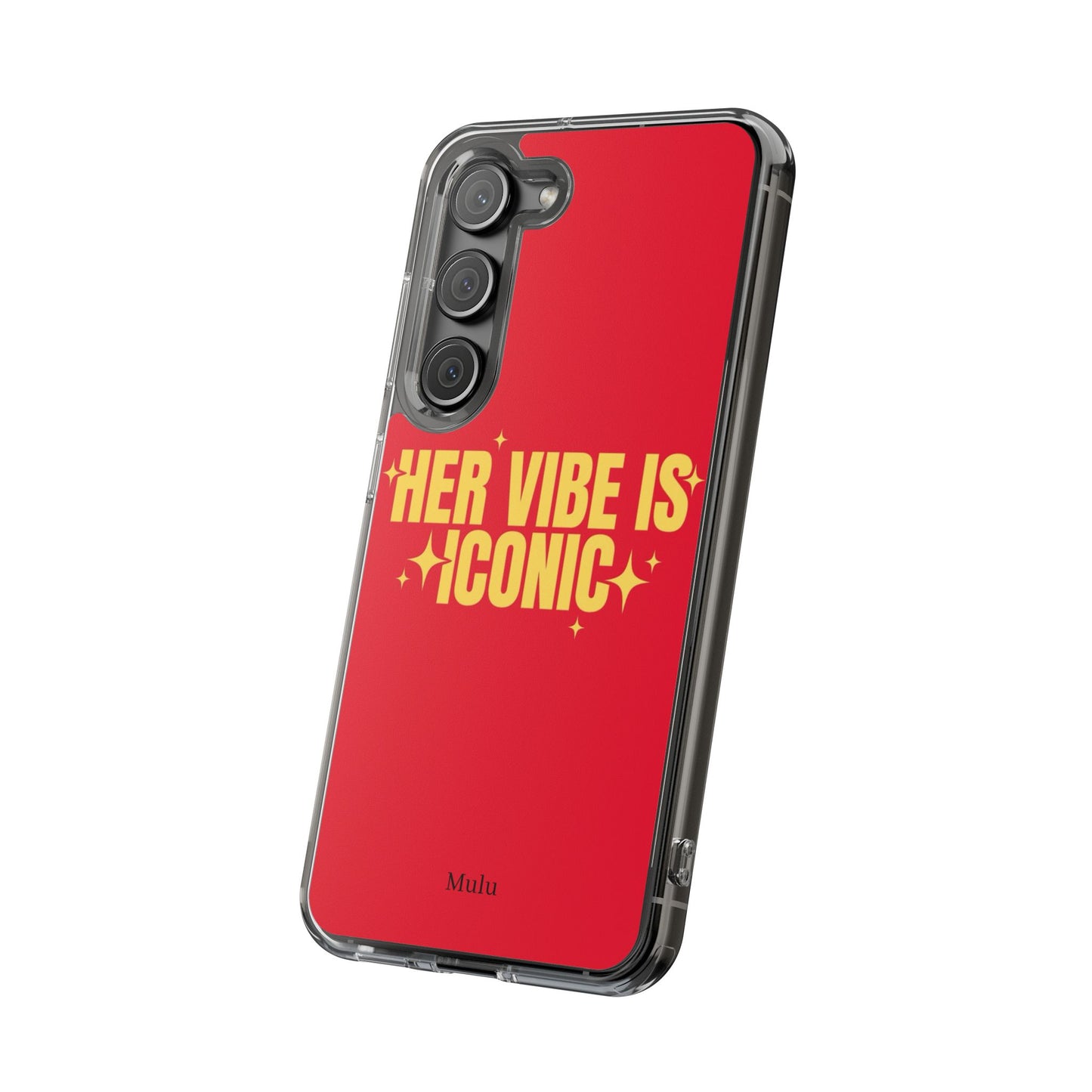Clear Impact-Resistant Phone Case — "Her Vibe Is Iconic" Red Protective Cover