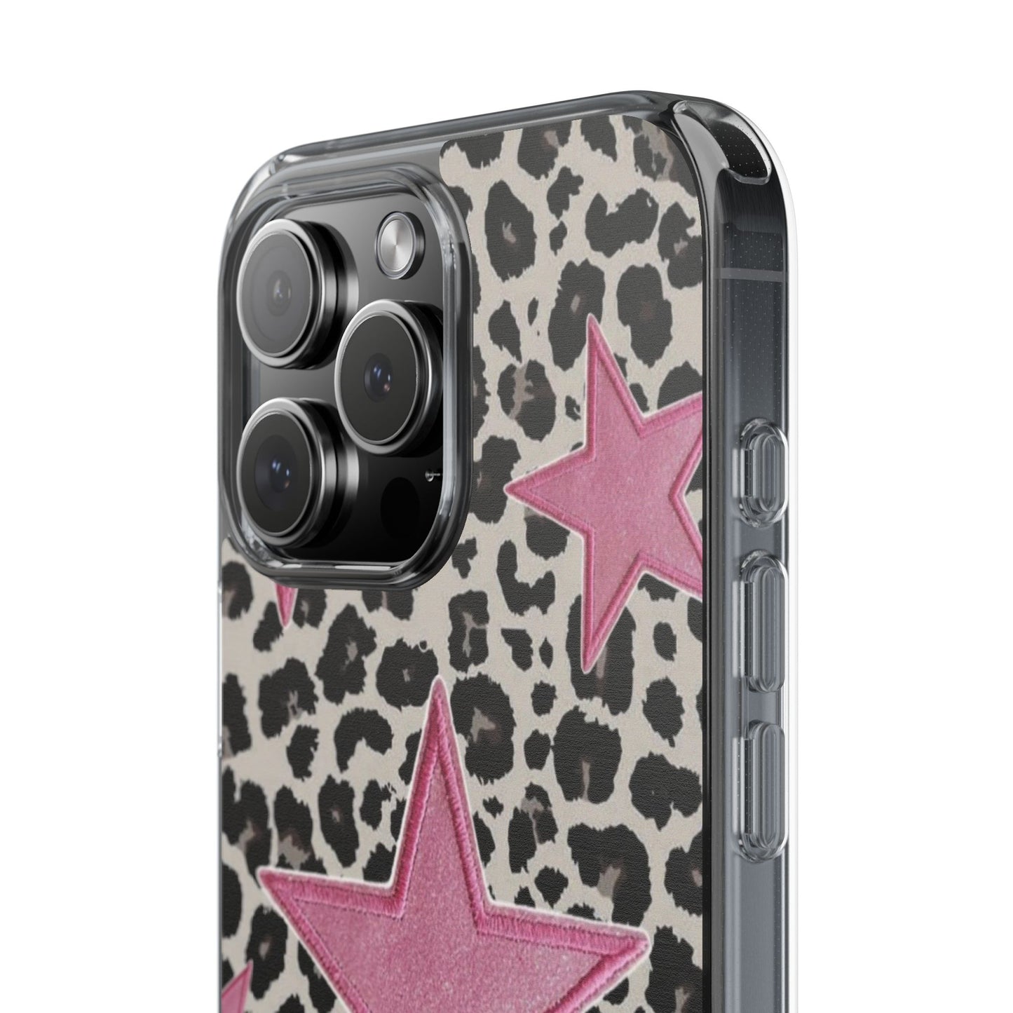 Pink Star Leopard Clear Impact Phone Case