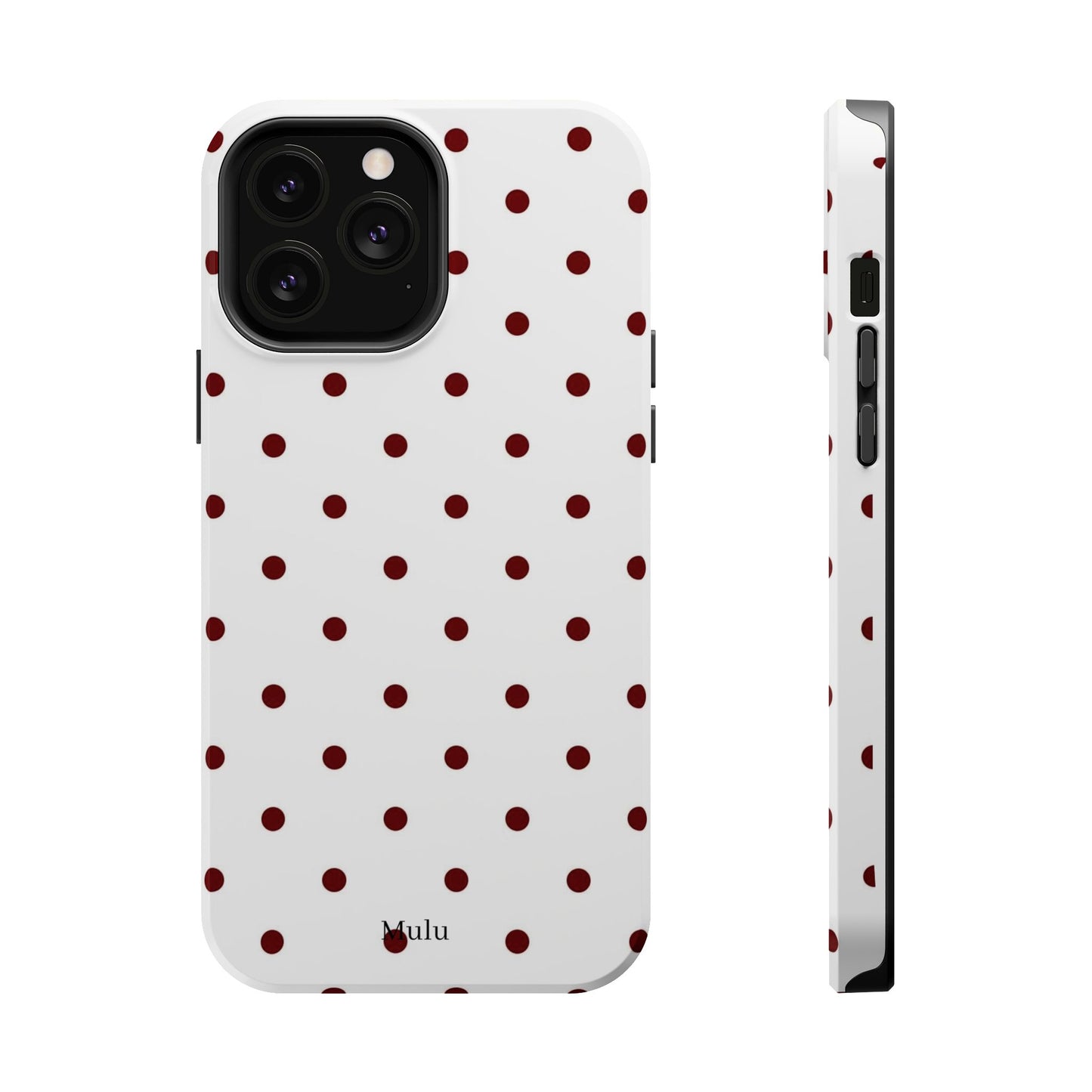 Polka Dot Magnetic Impact-Resistant Phone Case — Red Dots on White