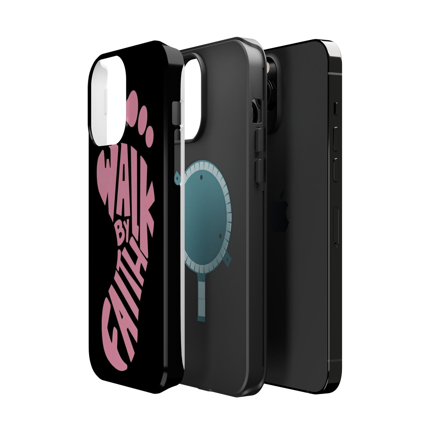Phone Case — "Walk By Faith" Pink Footprint Magnetic Impact-Resistant Case