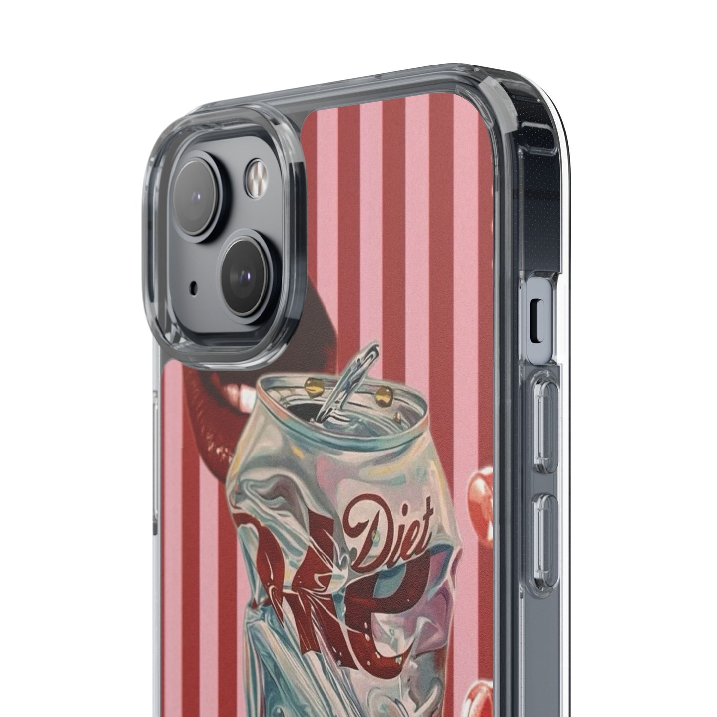 Diet Cola Crush Clear Phone Case – Retro Soda Pop Design