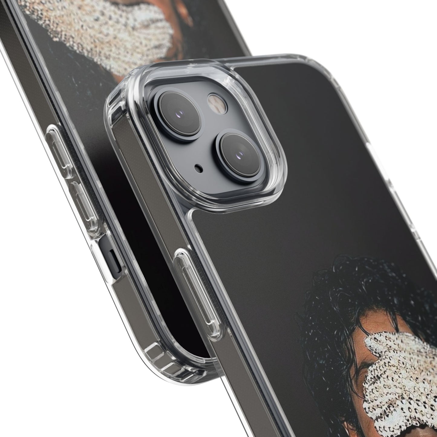 Michael Jackson Smiling Portrait Clear Phone Case — Retro Pop Icon Design