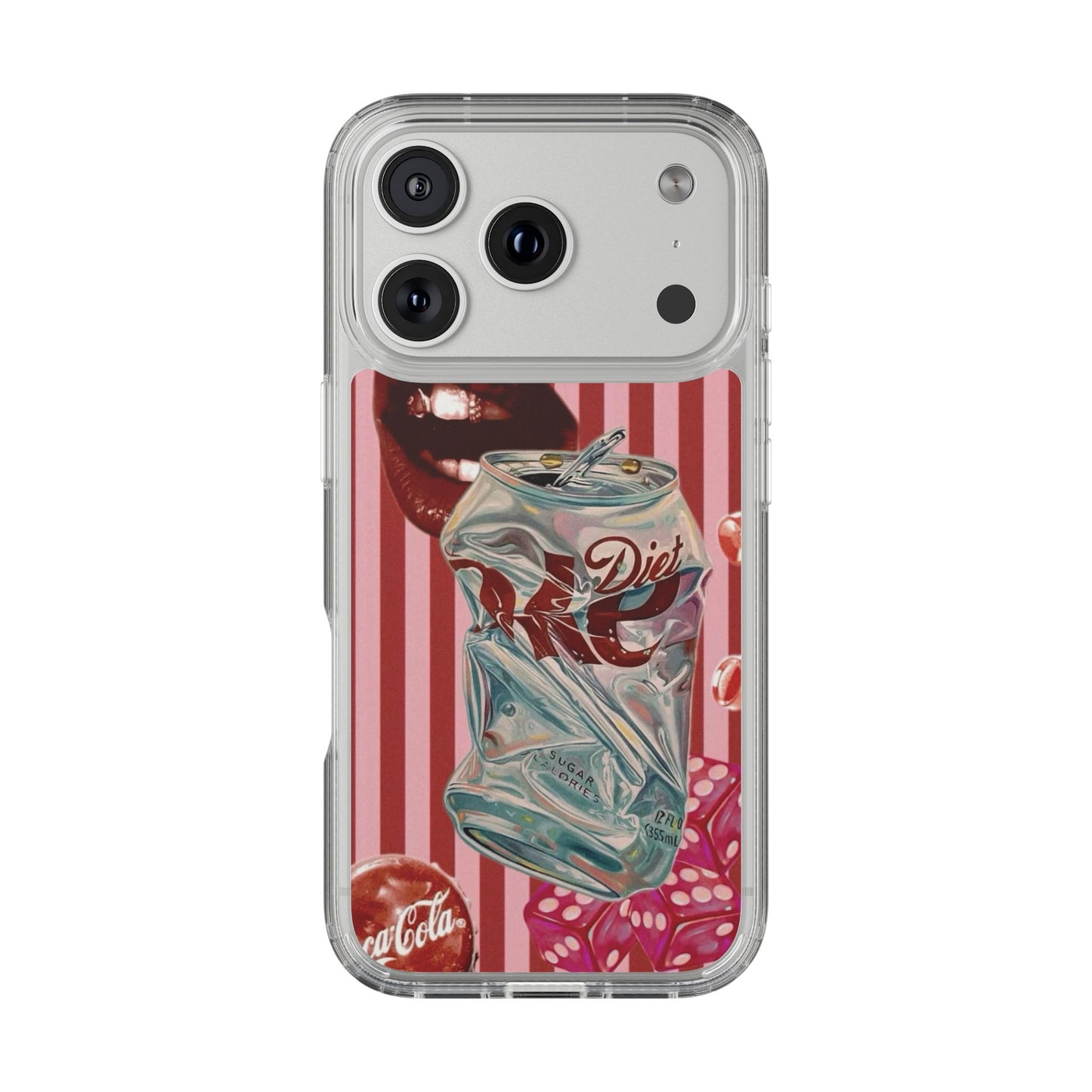 Diet Cola Crush Clear Phone Case – Retro Soda Pop Design