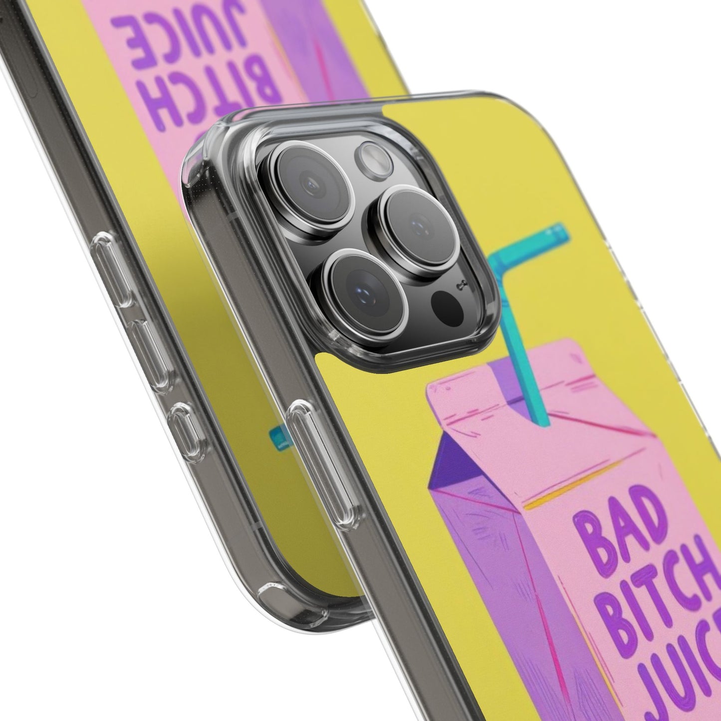 Clear Impact-Resistant Phone Case — "Bad Bitch Juice" Cartoon Juice Box Design