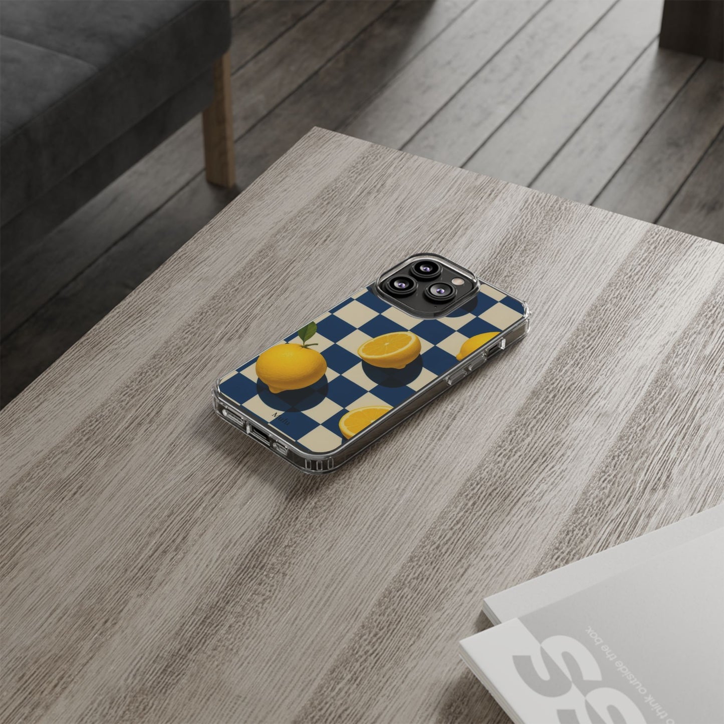 Clear Impact-Resistant Case — Retro Checkered Lemons Phone Case