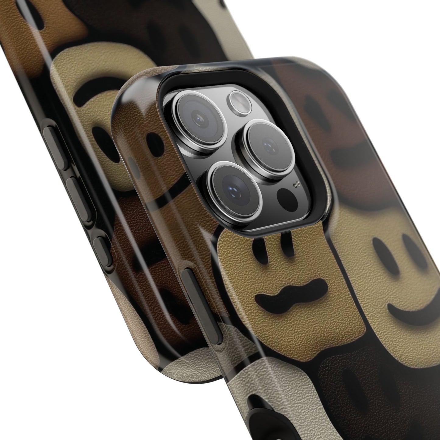 Magnetic Impact-Resistant Case — Brown Smiley Tile Phone Cover