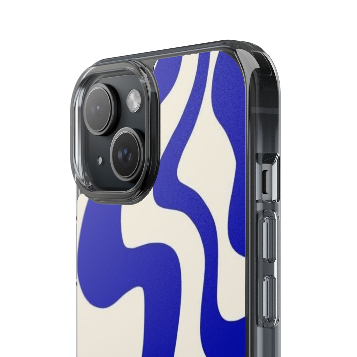 Clear Impact-Resistant Case — Blue Abstract Wavy Pattern