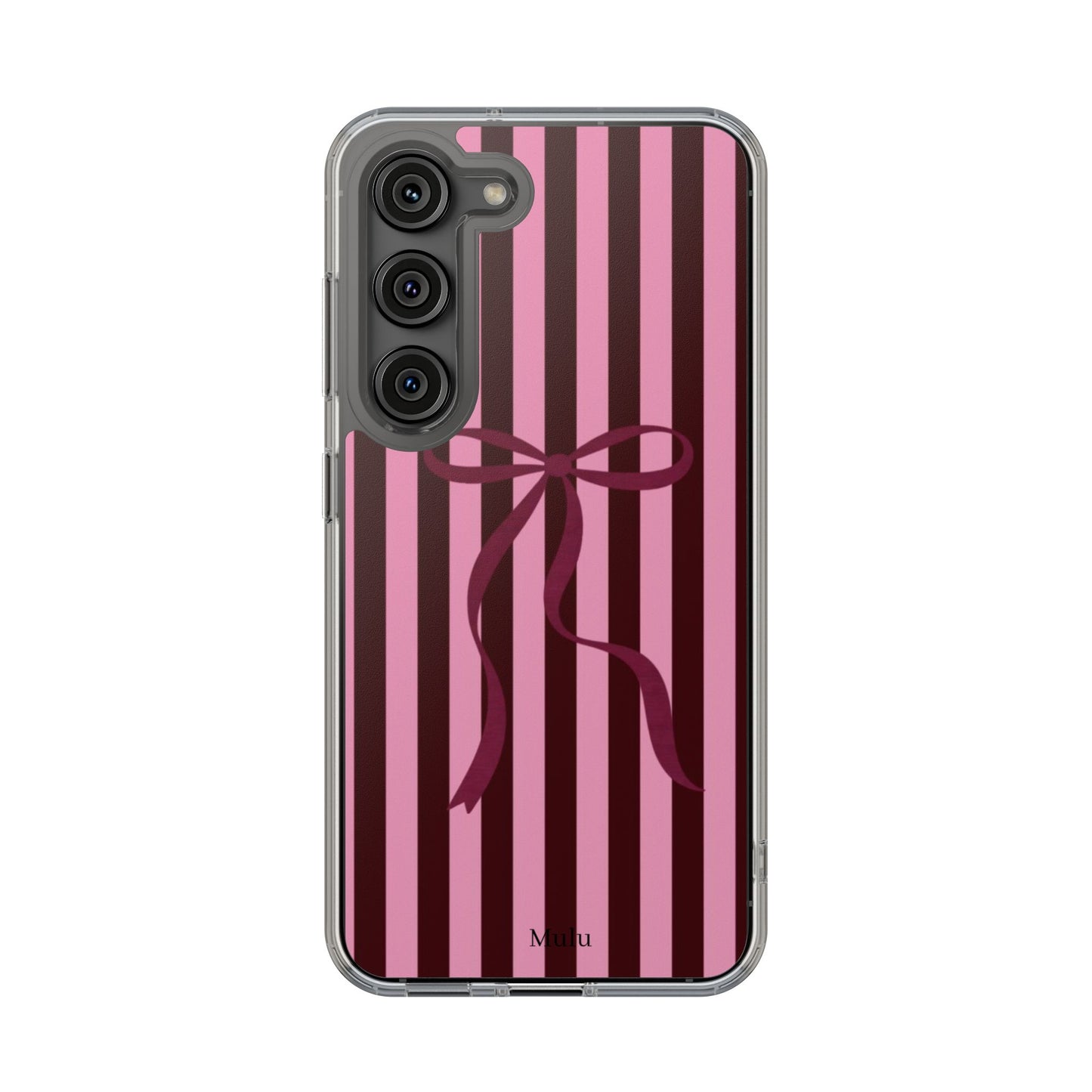 Pink Striped Ribbon Clear Impact-Resistant Phone Case
