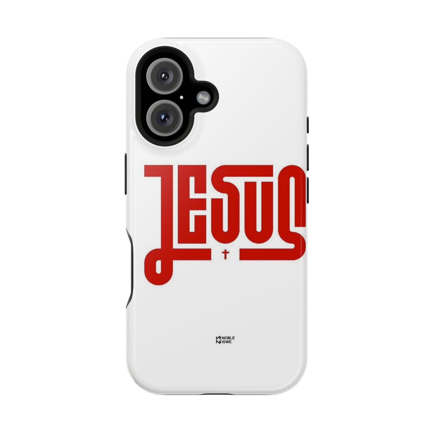 Jesus Magnetic Impact‑Resistant Phone Case — Bold Red Script Christian iPhone Cover