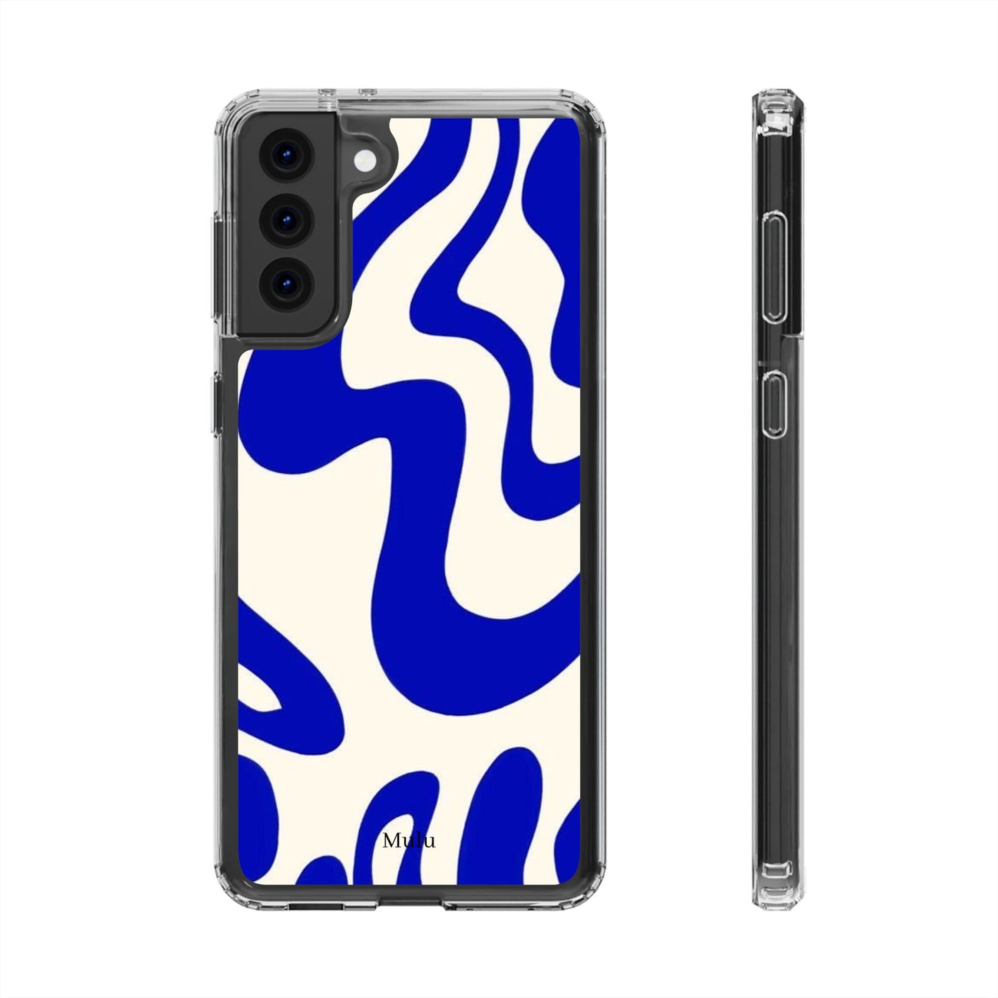 Clear Impact-Resistant Case — Blue Abstract Wavy Pattern