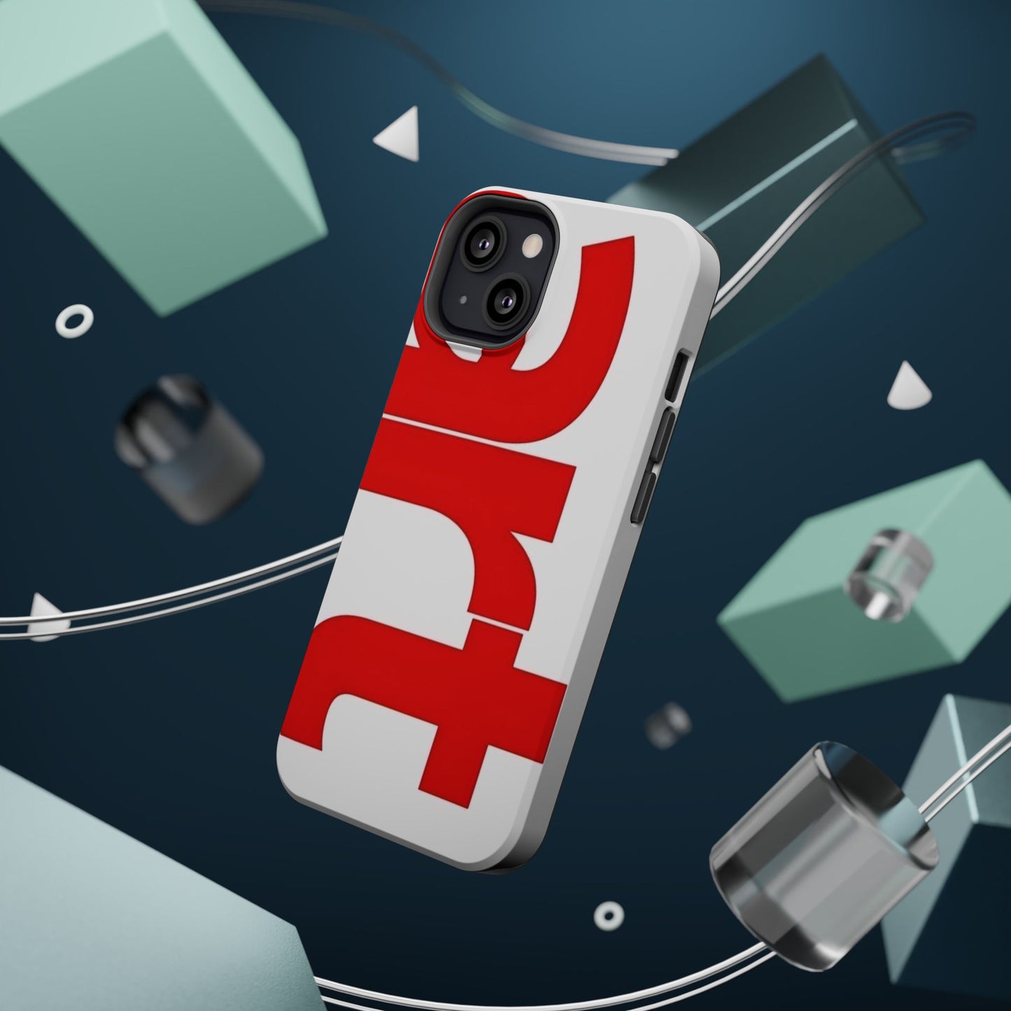 Magnetic Impact-Resistant Phone Case — Bold Red Typographic Design