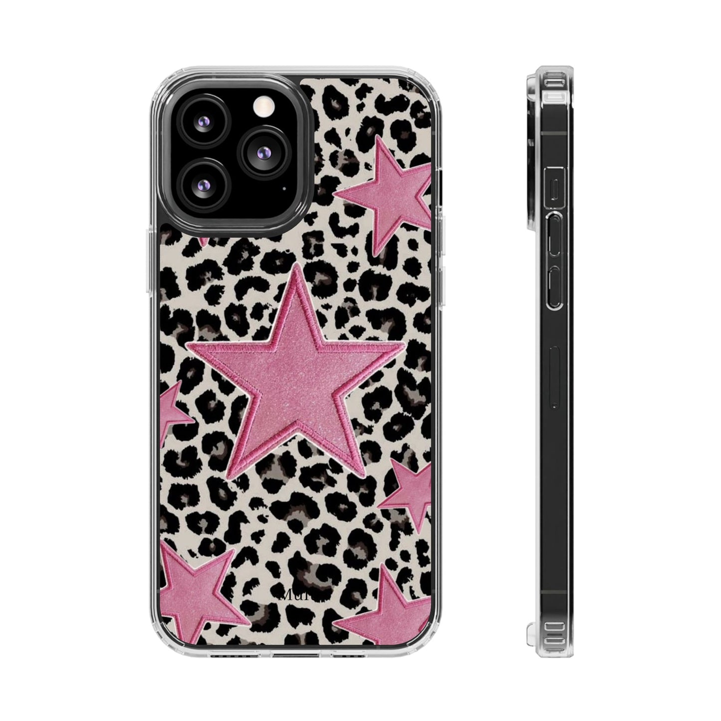 Pink Star Leopard Clear Impact Phone Case