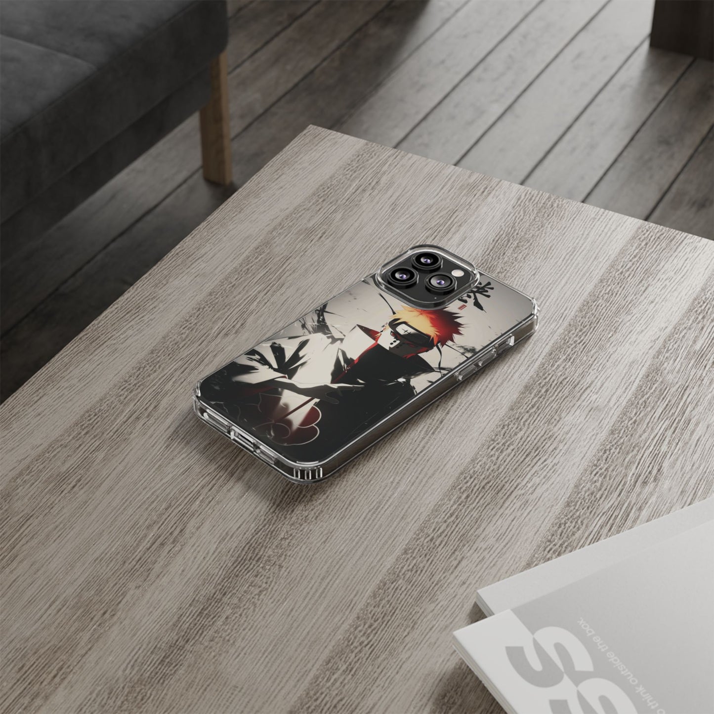 Clear Impact-Resistant Phone Case — Anime Akatsuki Shadow Design
