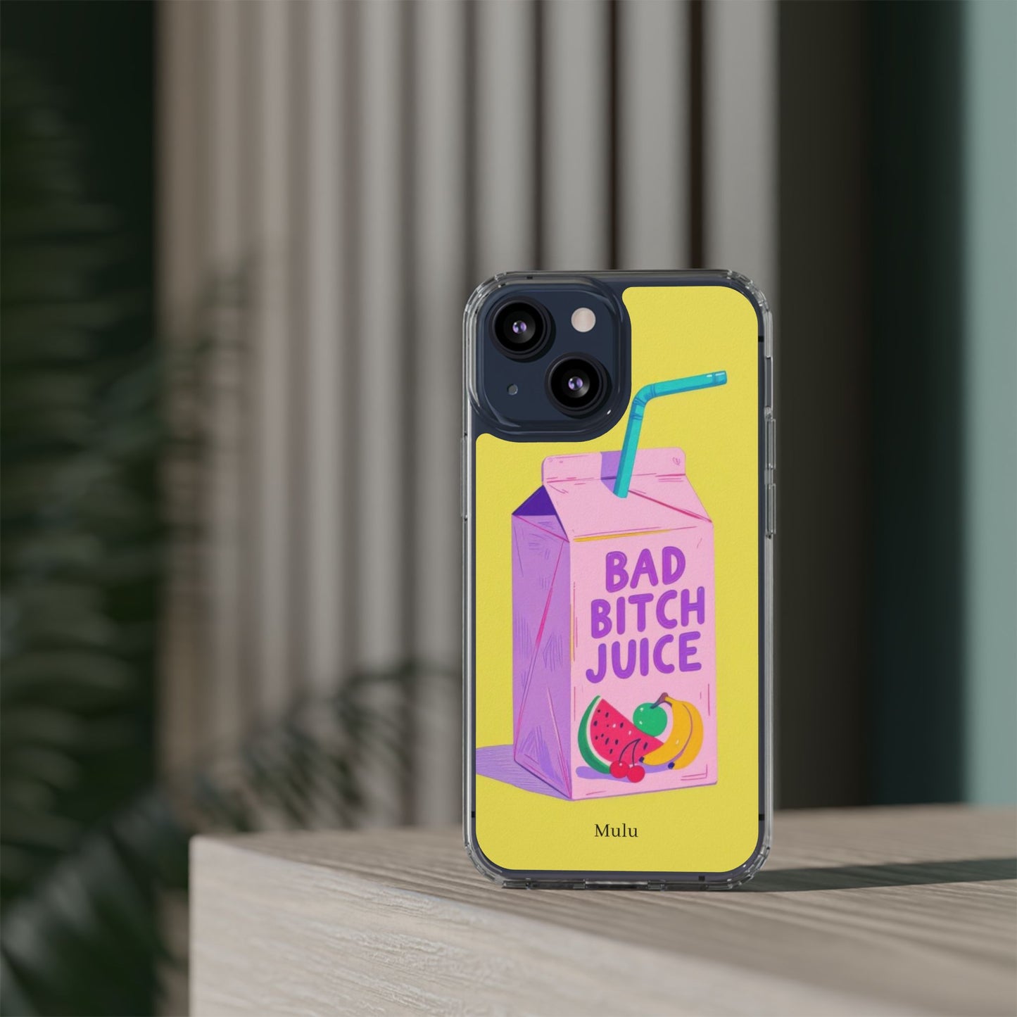 Clear Impact-Resistant Phone Case — "Bad Bitch Juice" Cartoon Juice Box Design