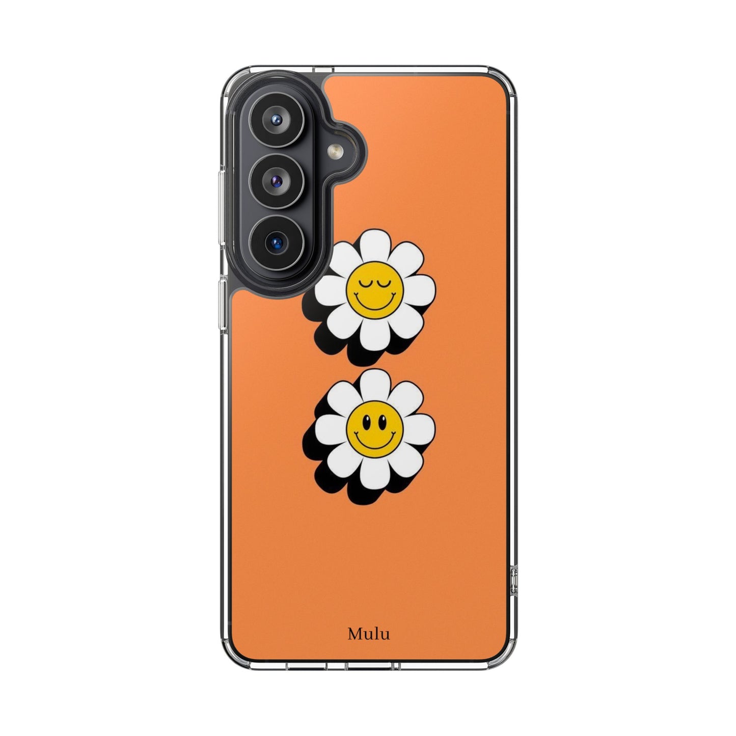Phone Case — Orange Smiley Daisy Clear Impact‑Resistant Case