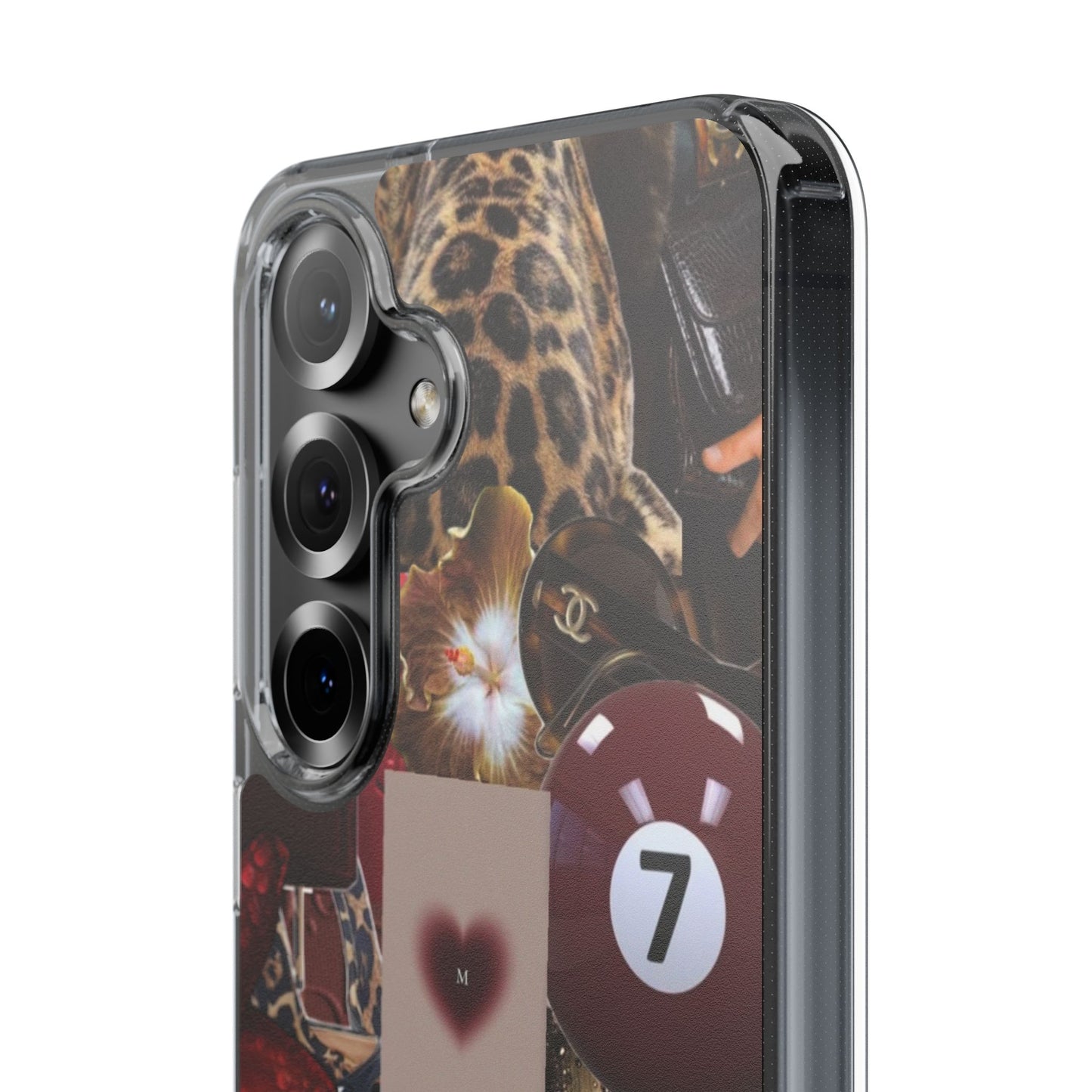 Clear Impact-Resistant Phone Case — Retro Cherry Collage Design