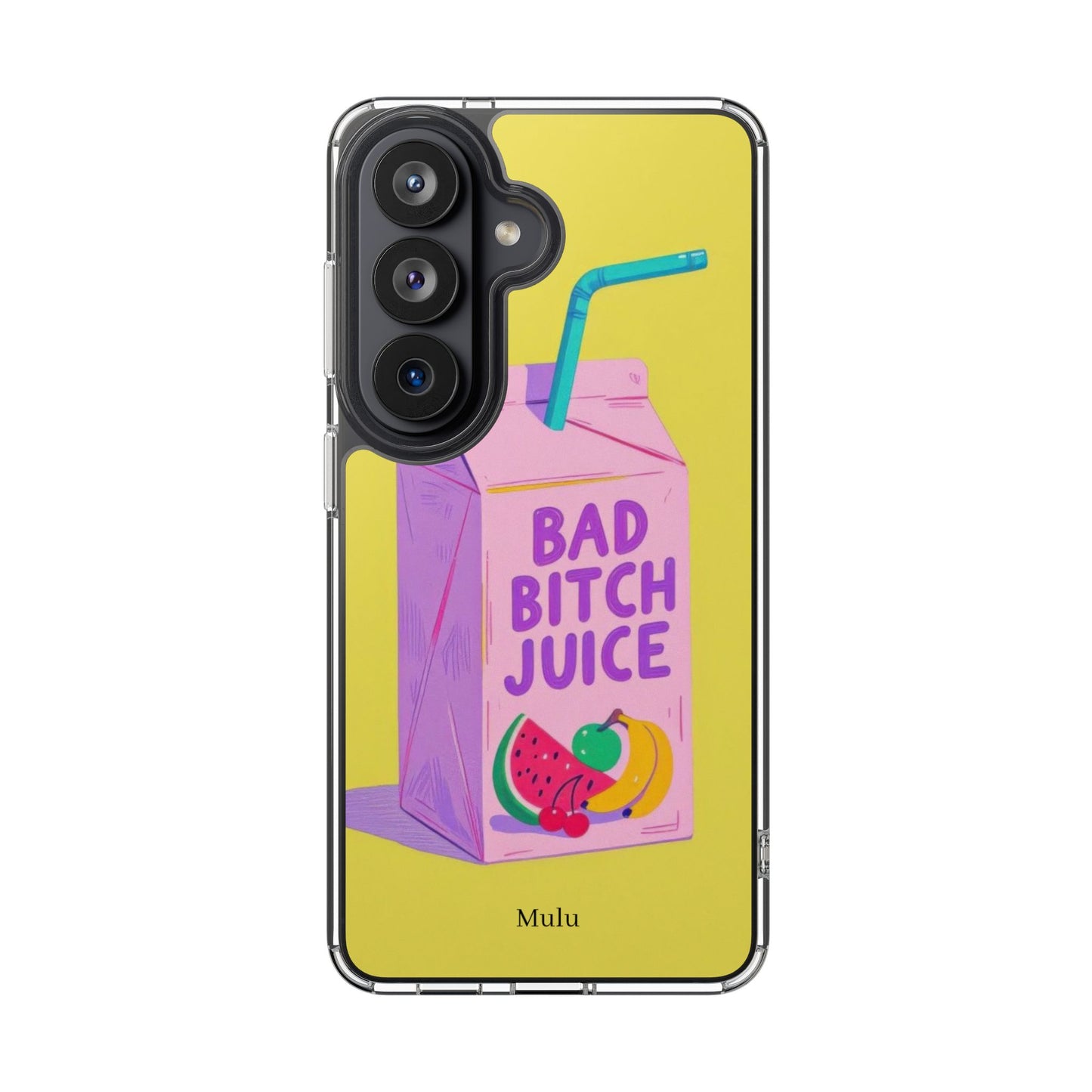 Clear Impact-Resistant Phone Case — "Bad Bitch Juice" Cartoon Juice Box Design