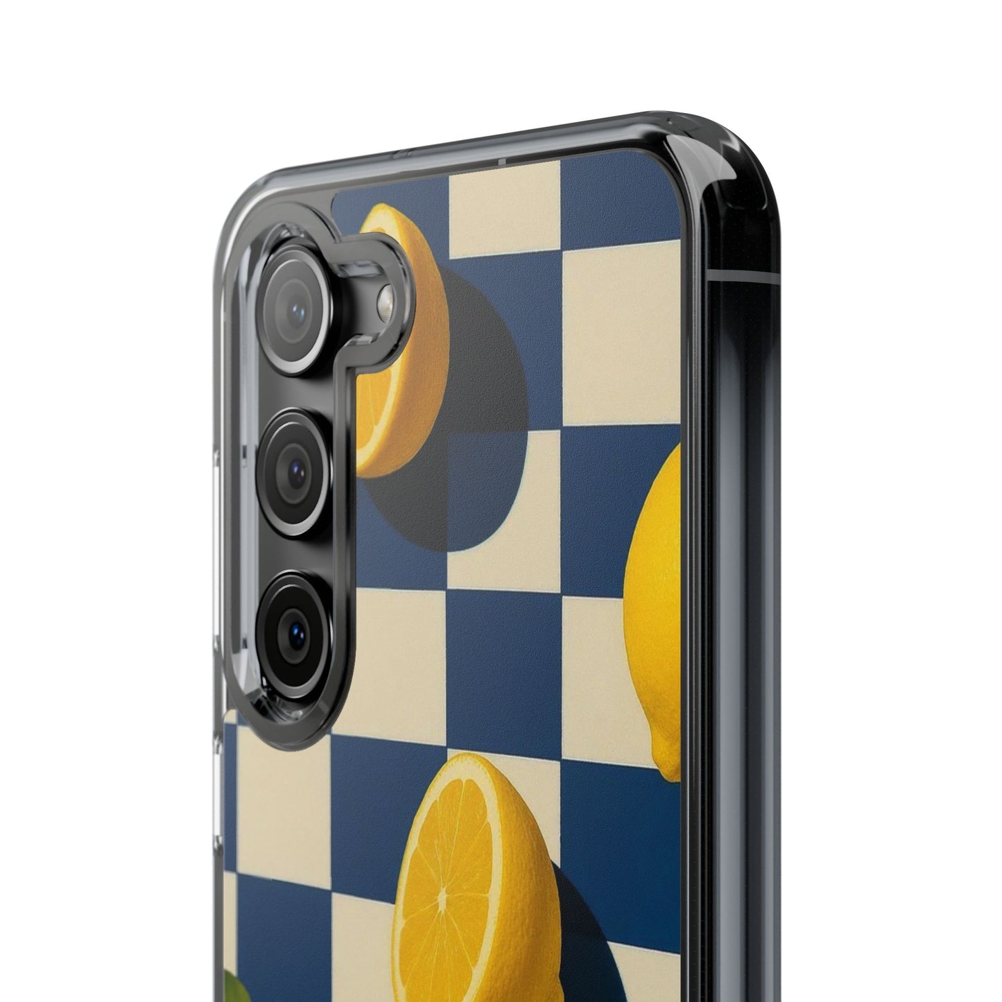 Clear Impact-Resistant Case — Retro Checkered Lemons Phone Case