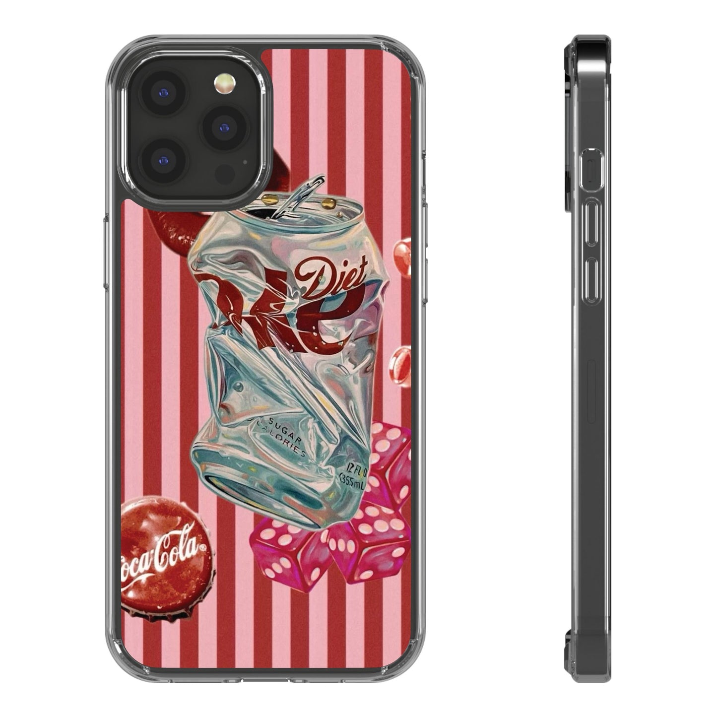 Diet Cola Crush Clear Phone Case – Retro Soda Pop Design