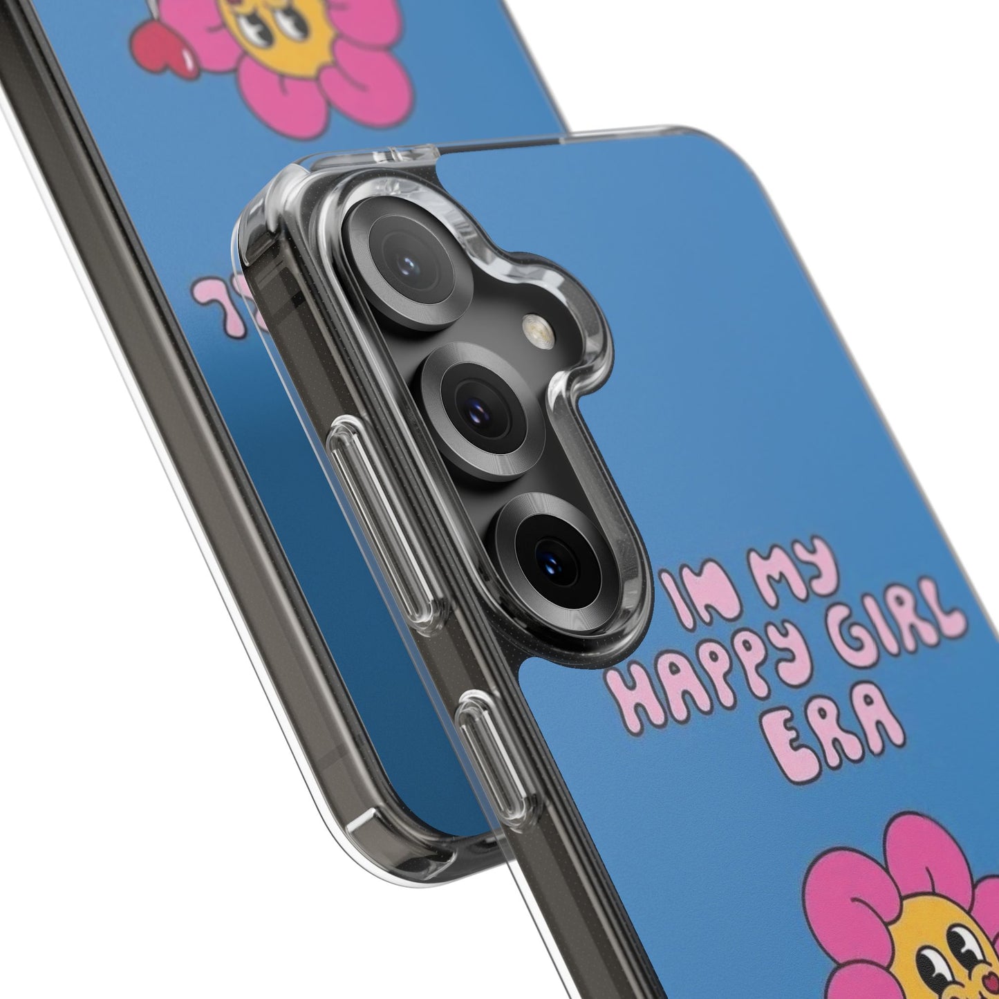 Clear Impact-Resistant Phone Case — “I’m My Happy Girl Era” Cute Flower Design