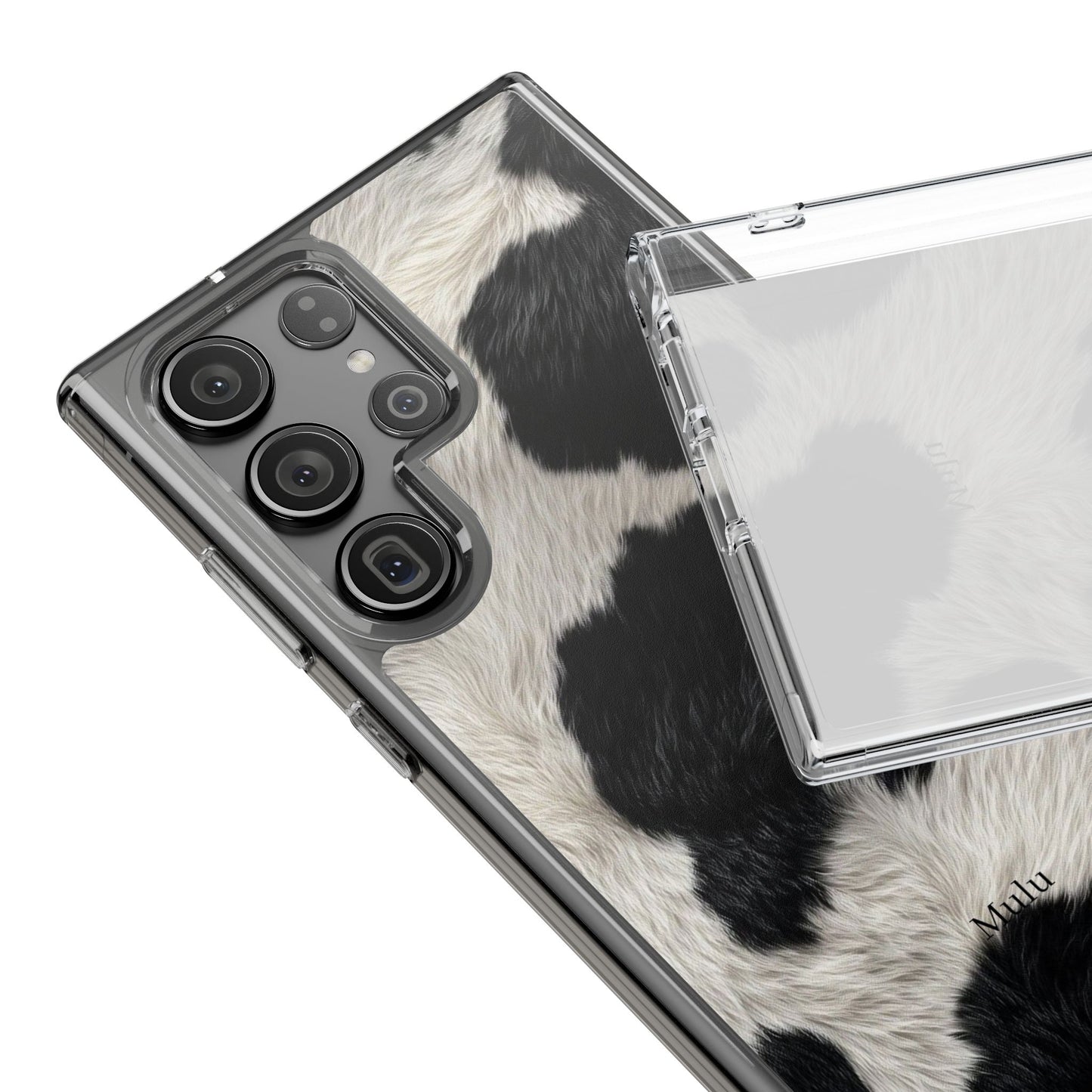Cow Print Clear Impact Phone Case — Faux Fur Black & White Protection