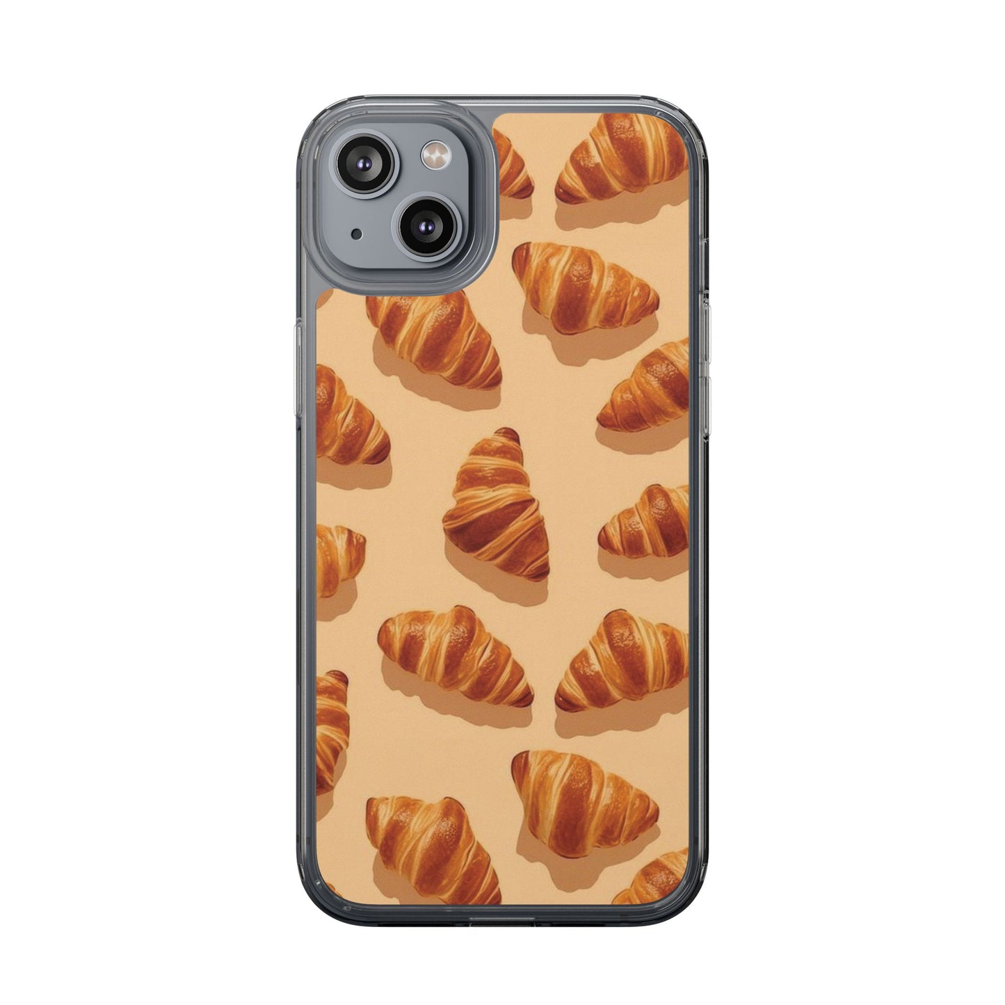 Croissant Pattern Clear Phone Case — Bakery-themed Transparent iPhone Cover