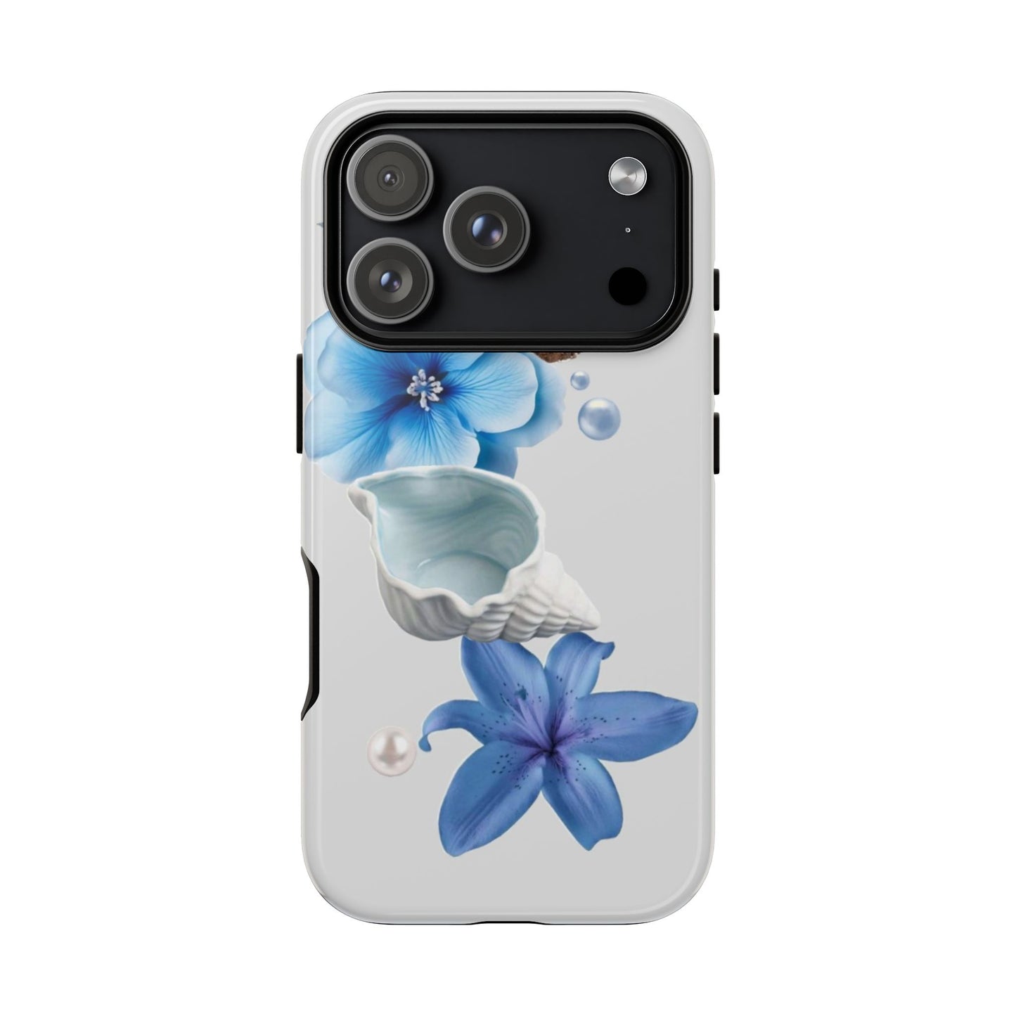 Tropical Blue Floral Phone Case — Coconut, Shell & Starfish Design
