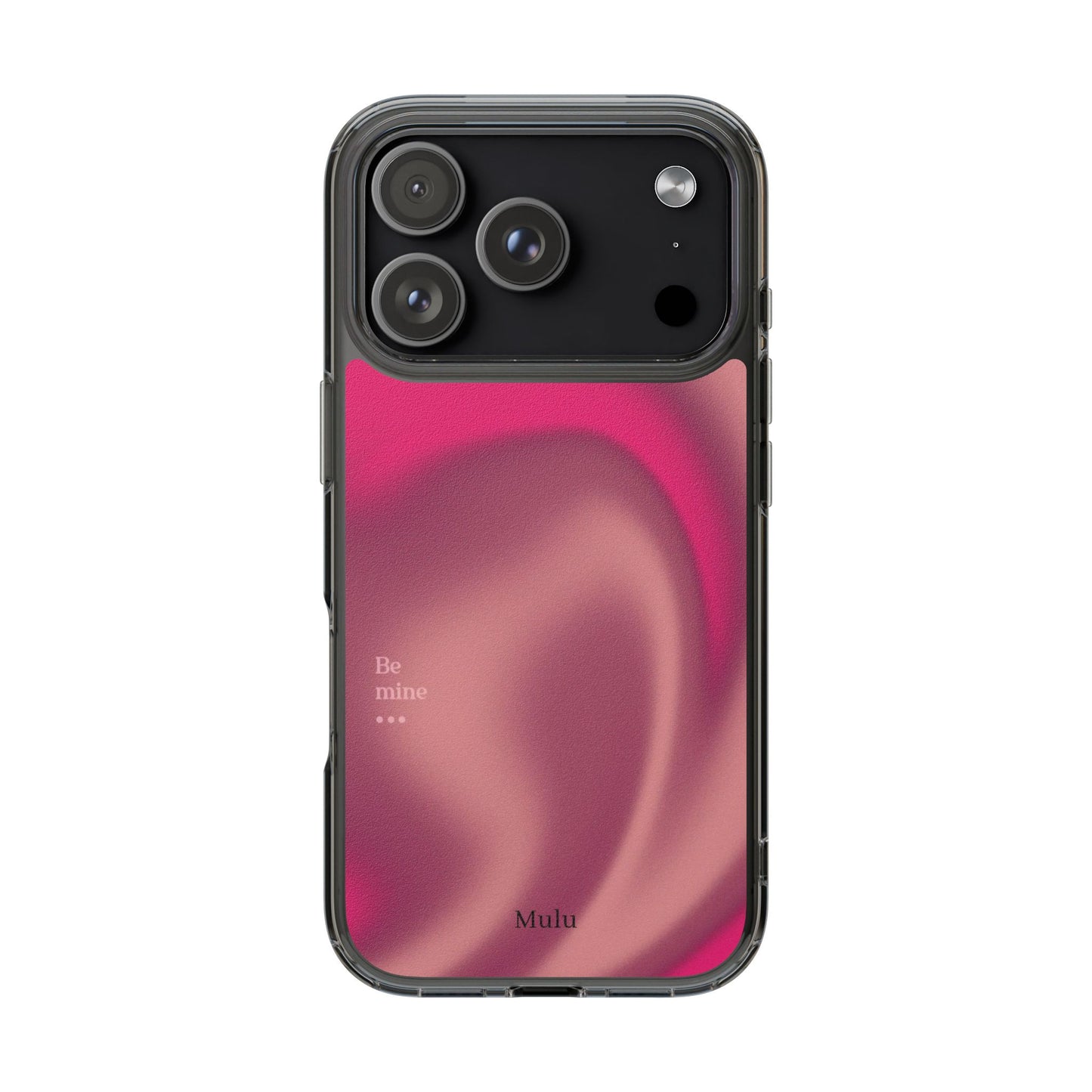 Clear Impact Phone Case — Pink Satin Swirl "Be mine" Design