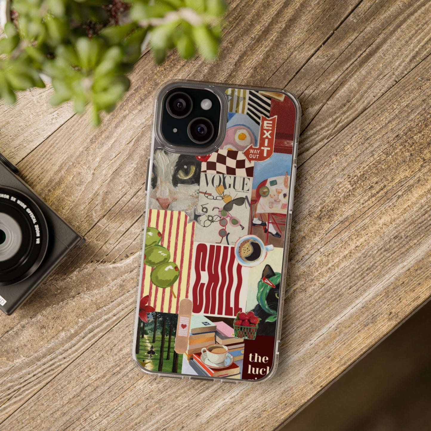 Collage Vintage Aesthetic Clear Impact-Resistant Phone Case