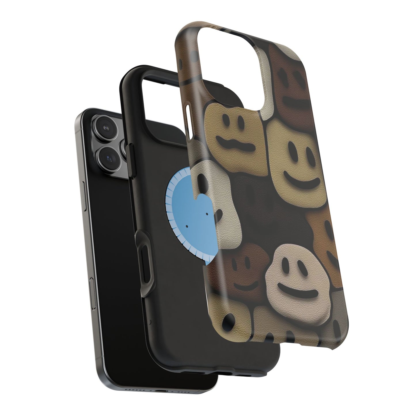 Magnetic Impact-Resistant Case — Brown Smiley Tile Phone Cover