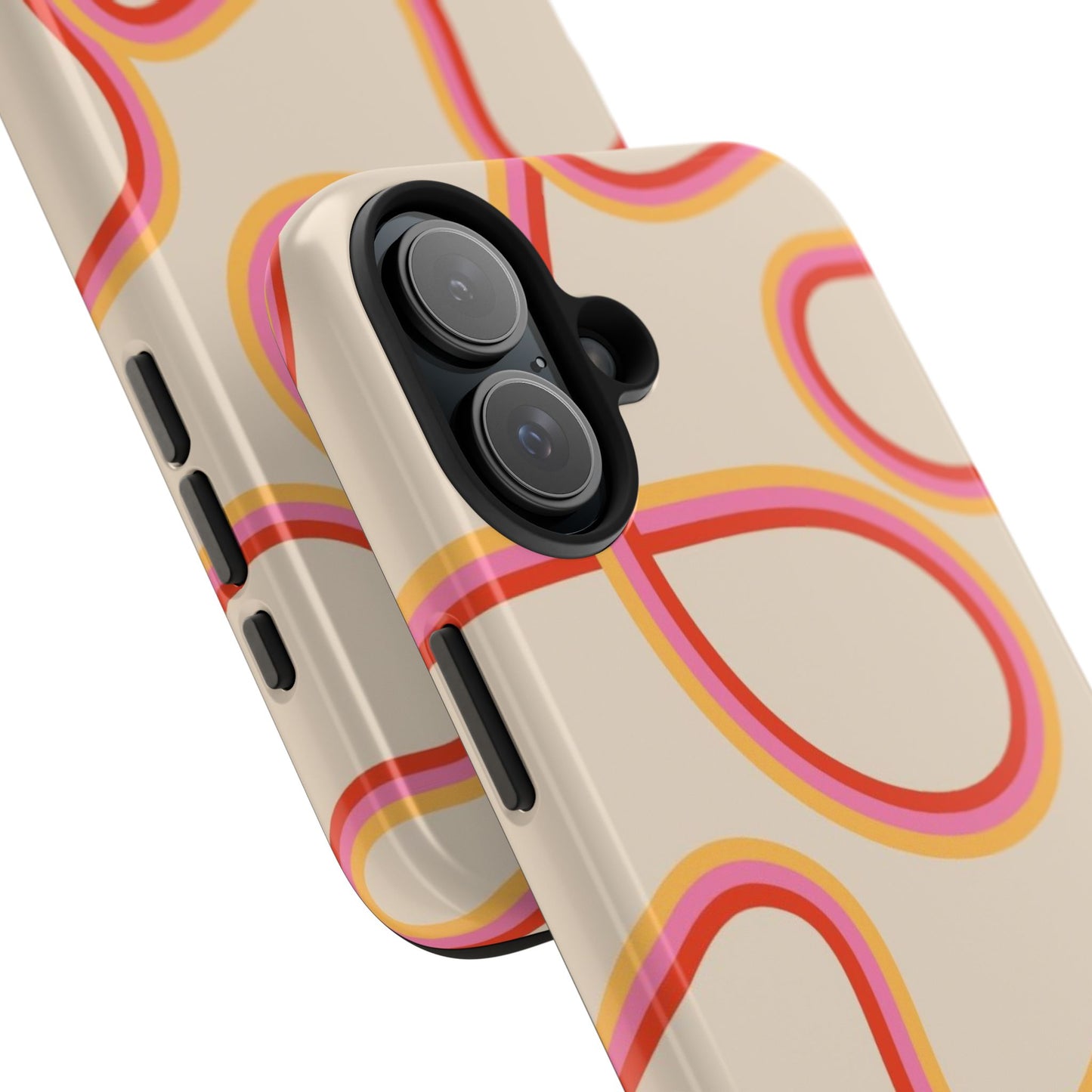 Retro Swirl Tough Phone Case — Beige Pink Orange Abstract Protection