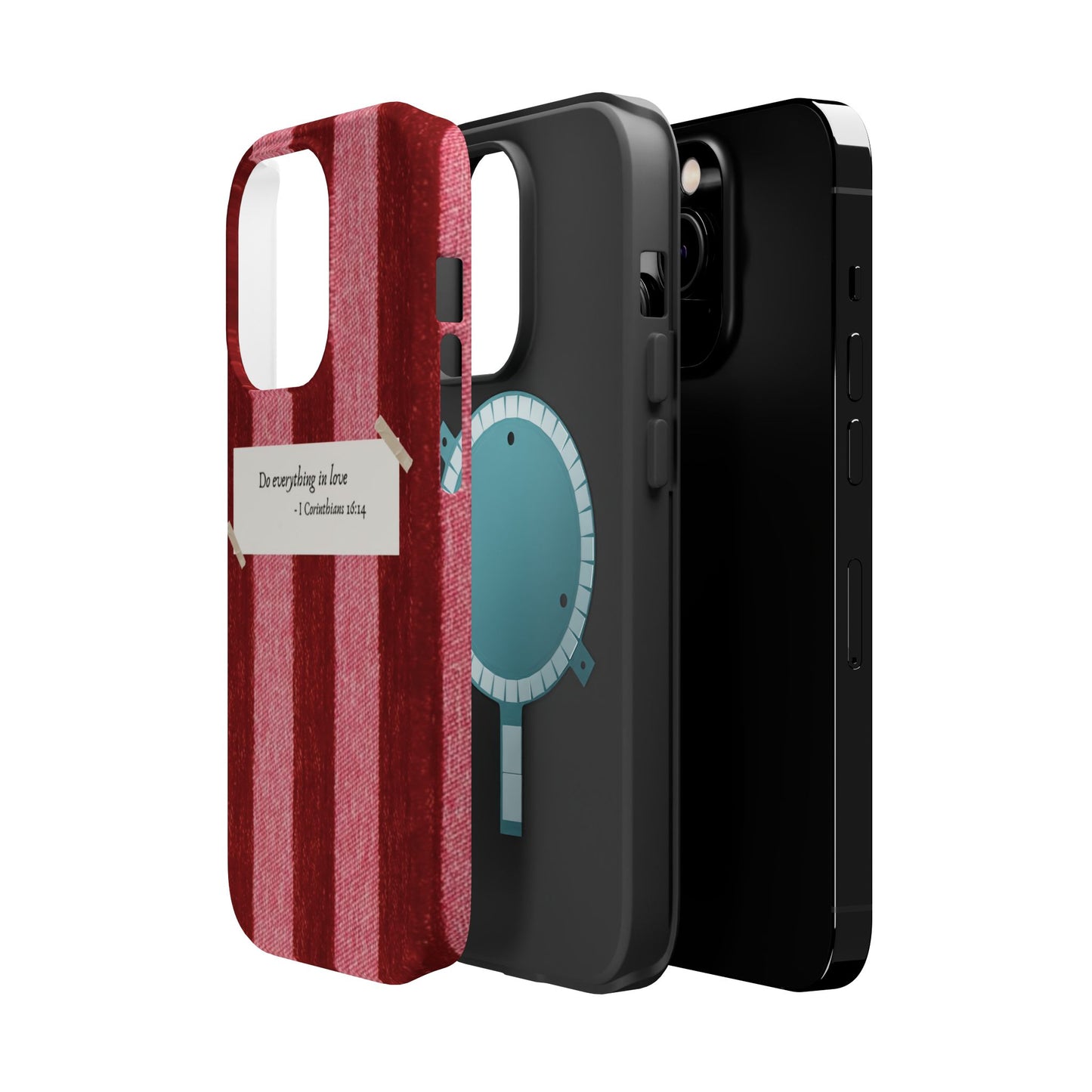 Christian Quote Red Stripe Phone Case — “Do everything in love” Magnetic Impact-Resistant Case
