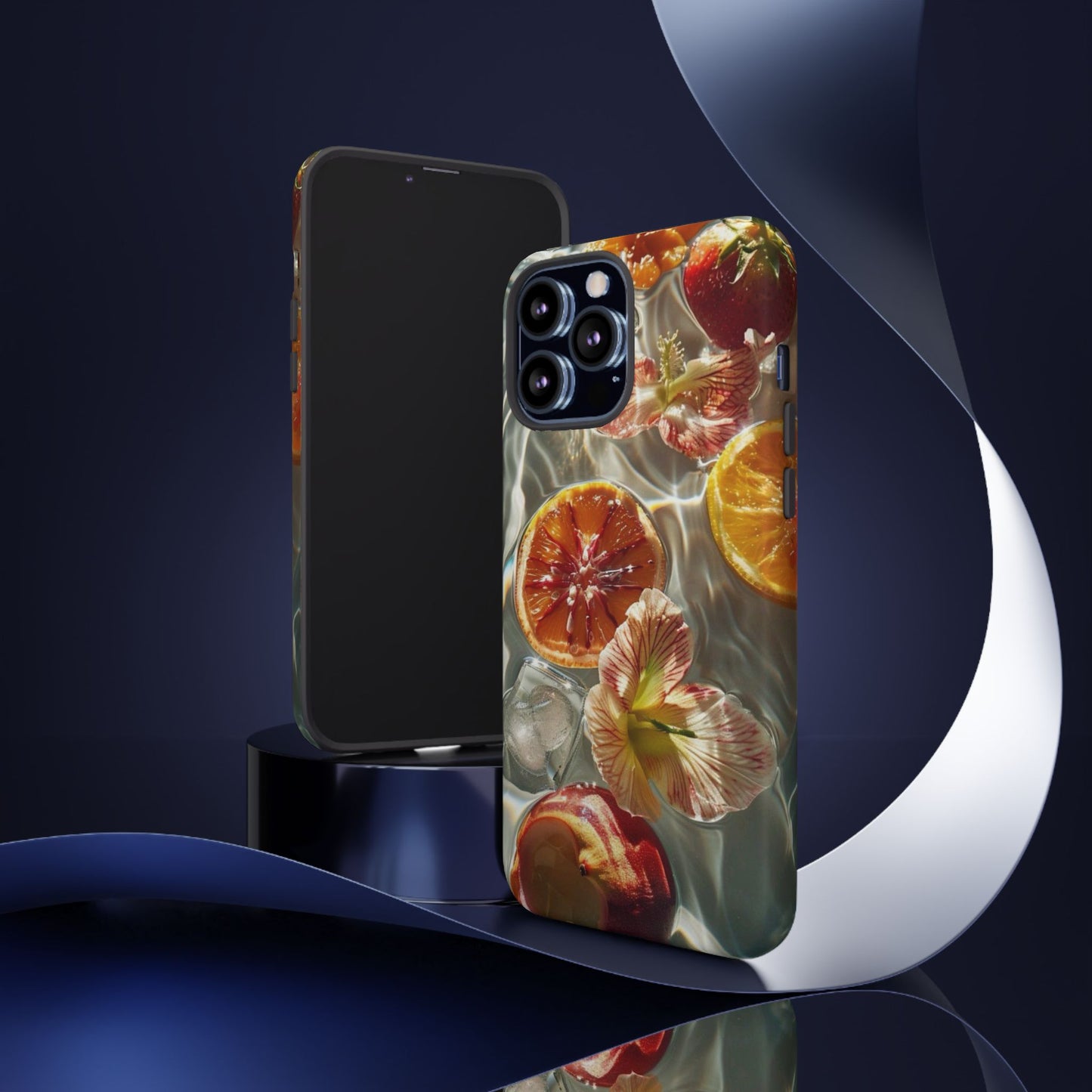 Citrus & Hibiscus Protective Phone Case – Summer Fruit Water Print Tough Case