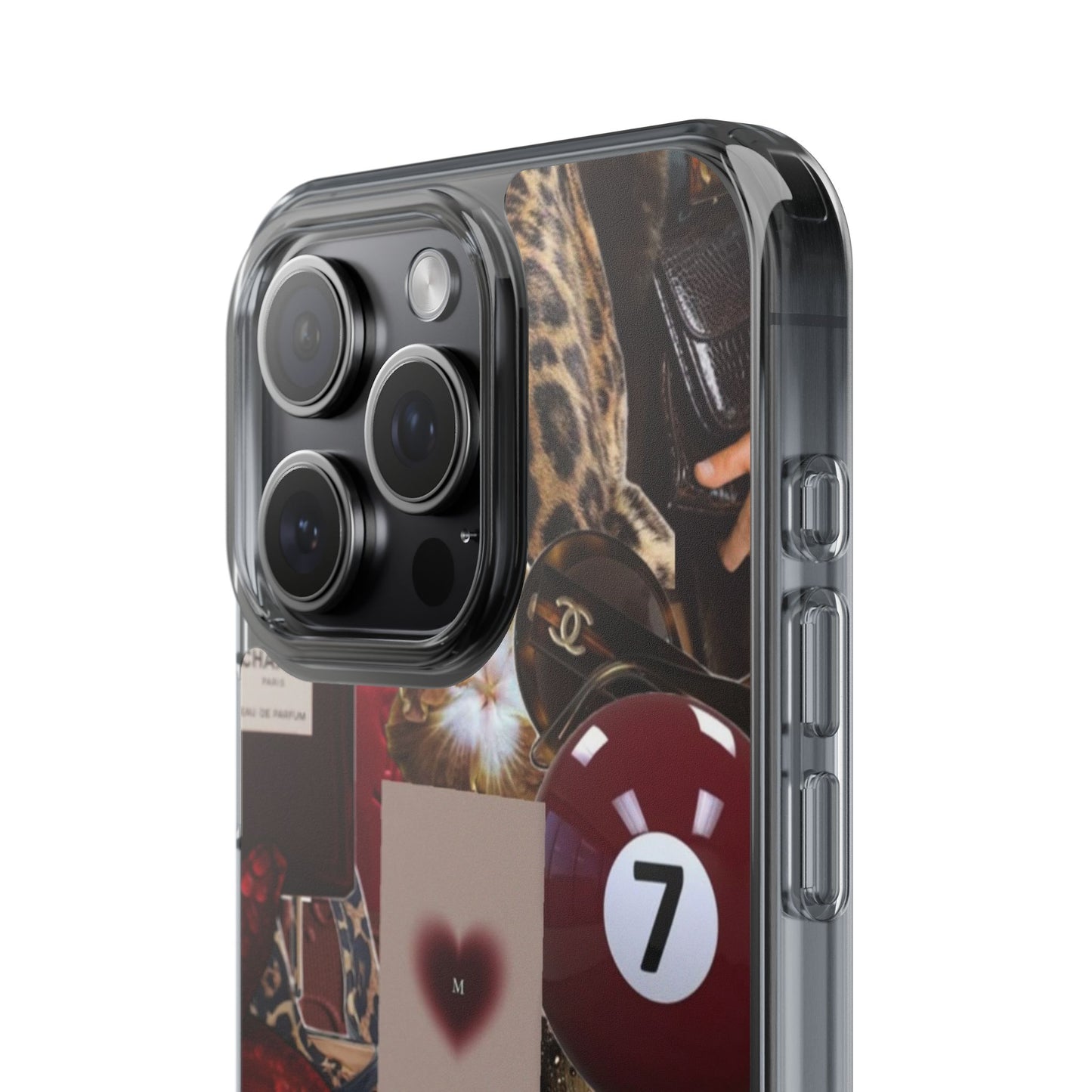 Clear Impact-Resistant Phone Case — Retro Cherry Collage Design