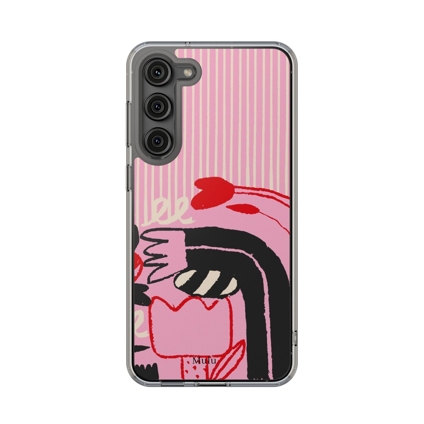 Clear Impact-Resistant Case — Pink Cute Heart Cartoon Design