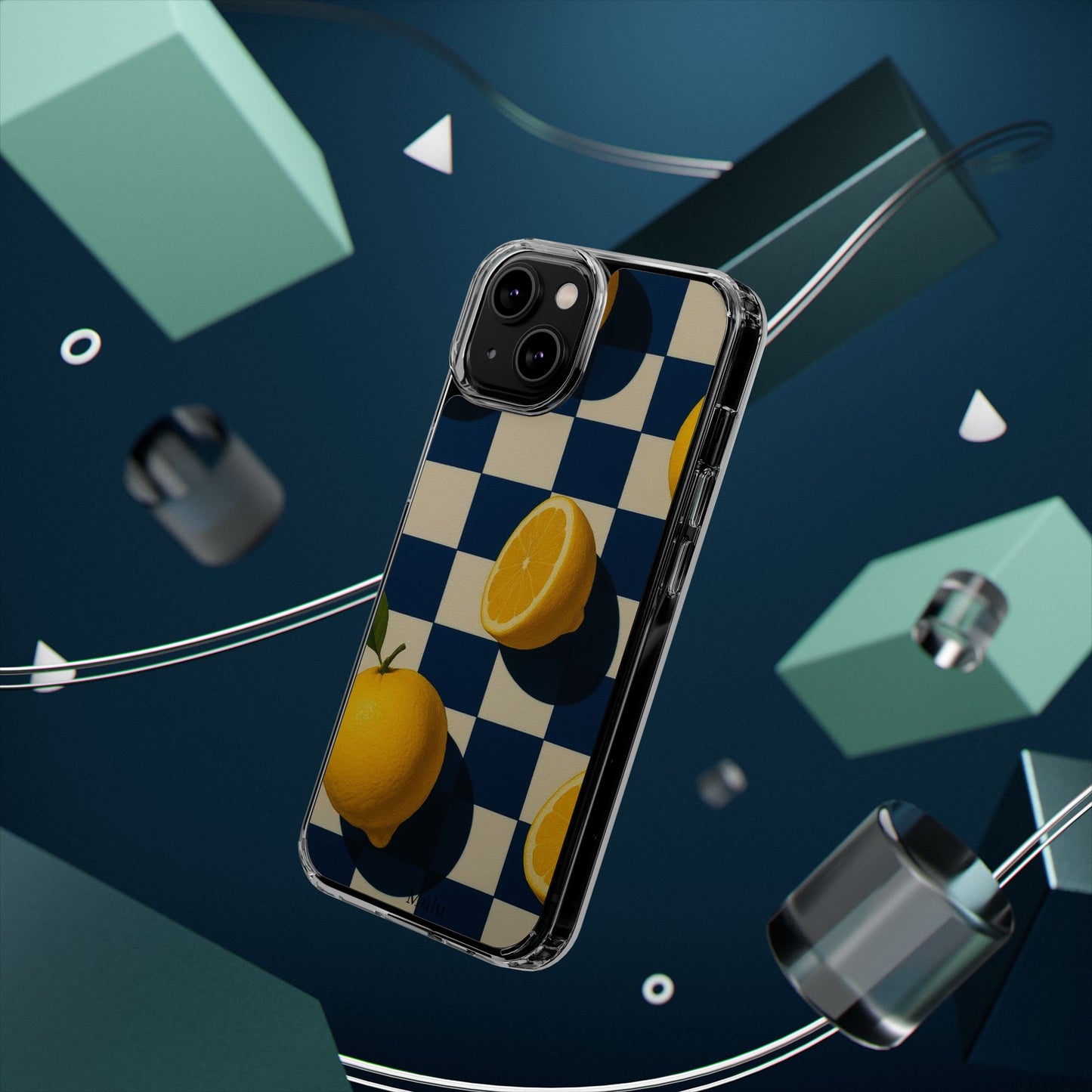 Clear Impact-Resistant Case — Retro Checkered Lemons Phone Case
