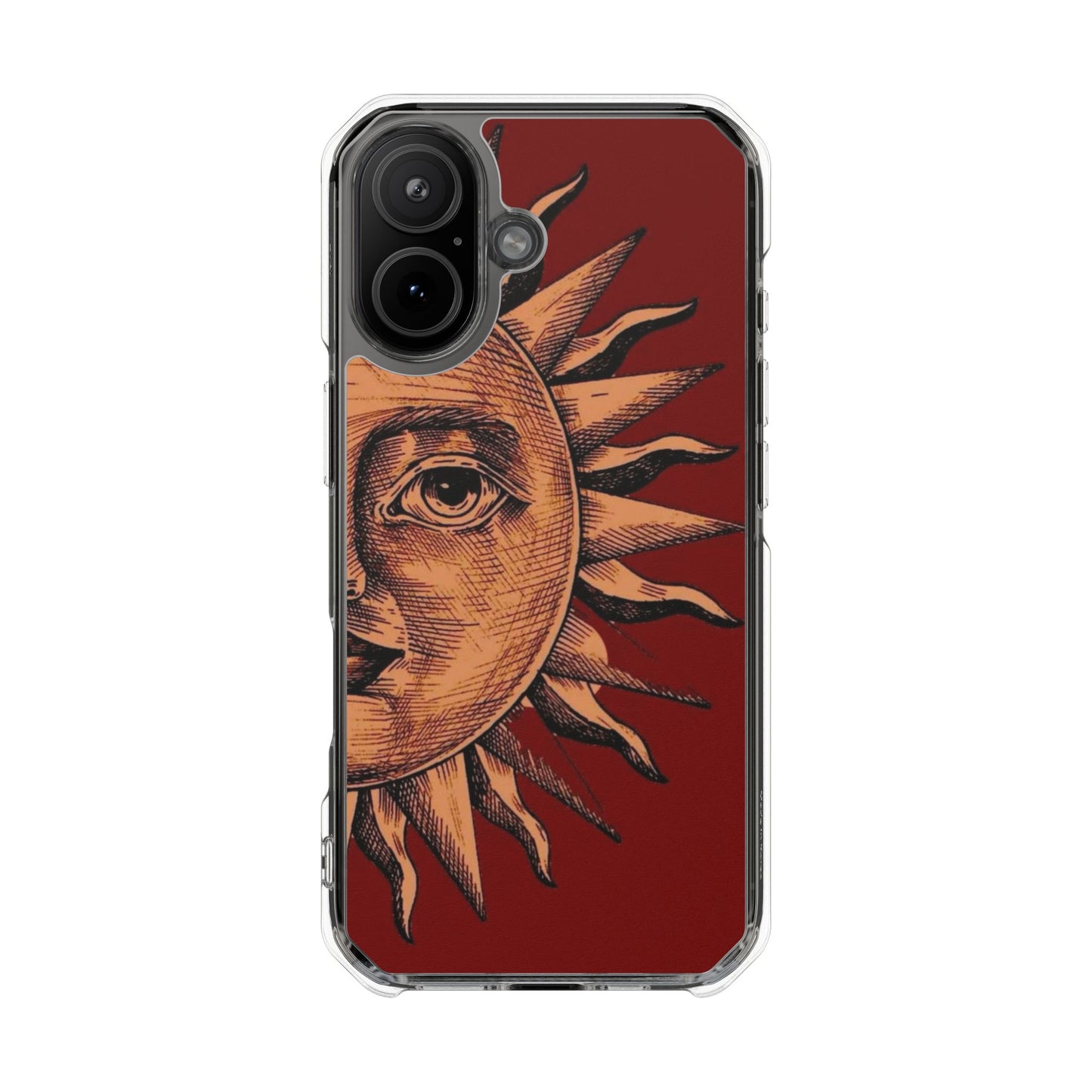 Vintage Sun Illustration Magnetic Clear Impact Phone Case
