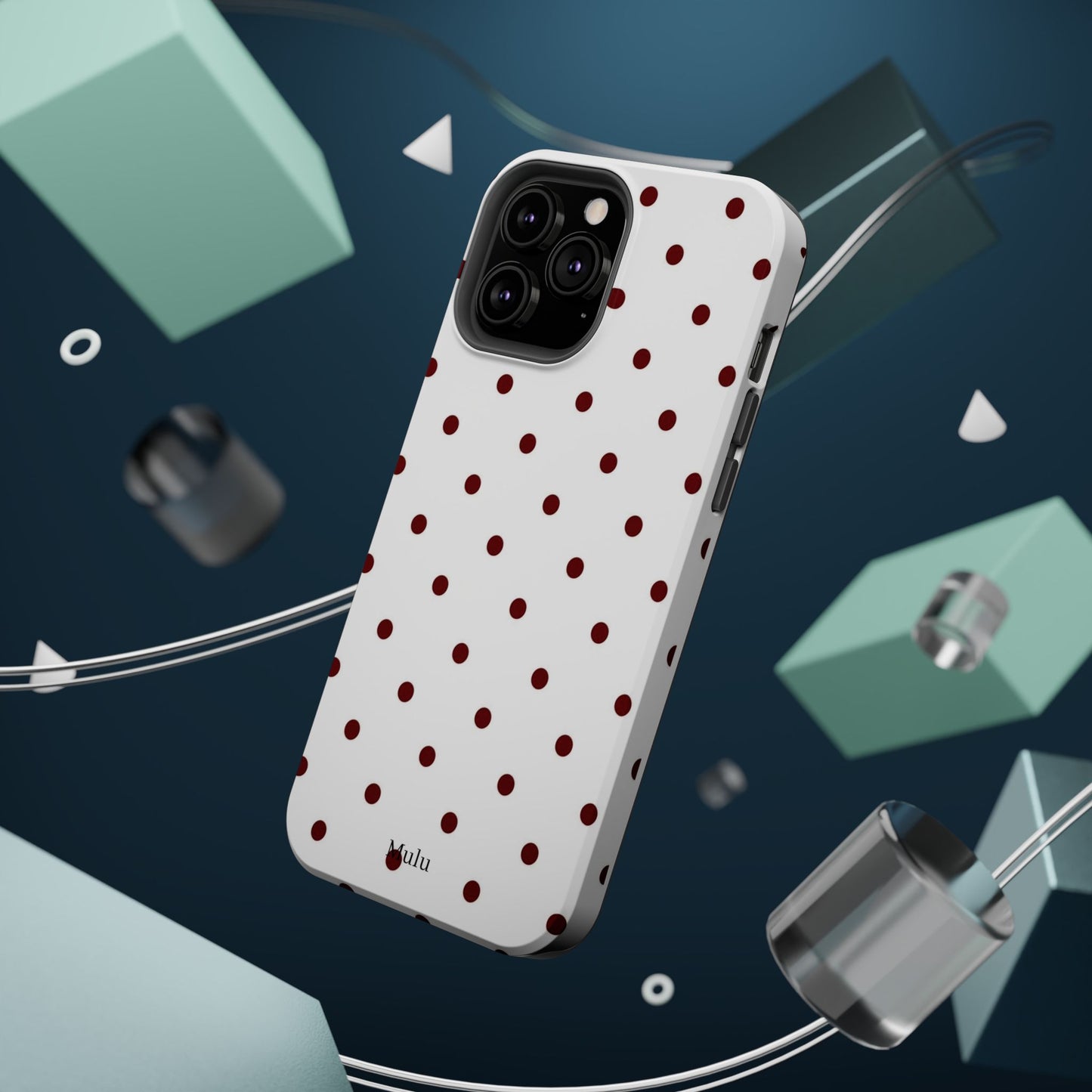 Polka Dot Magnetic Impact-Resistant Phone Case — Red Dots on White