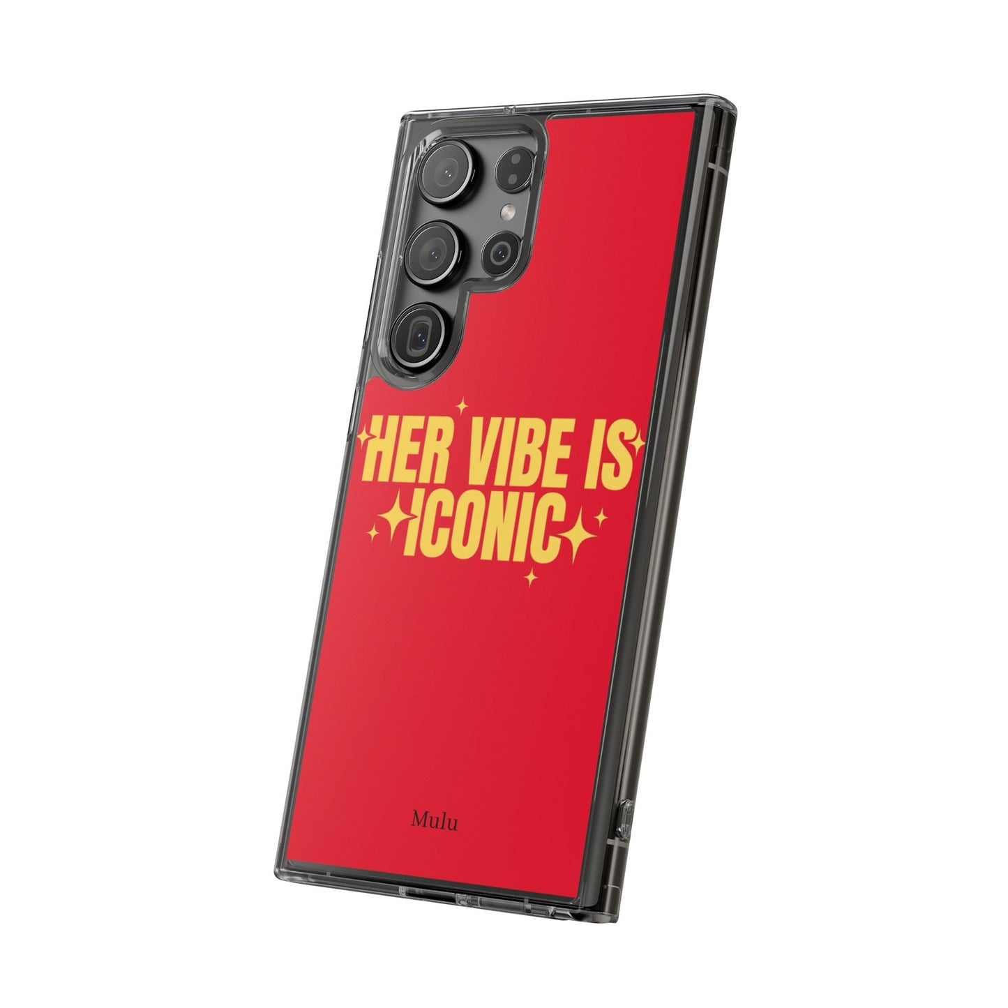 Clear Impact-Resistant Phone Case — "Her Vibe Is Iconic" Red Protective Cover