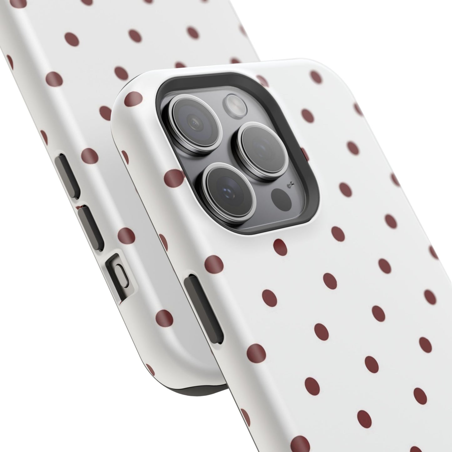 Polka Dot Magnetic Impact-Resistant Phone Case — Red Dots on White