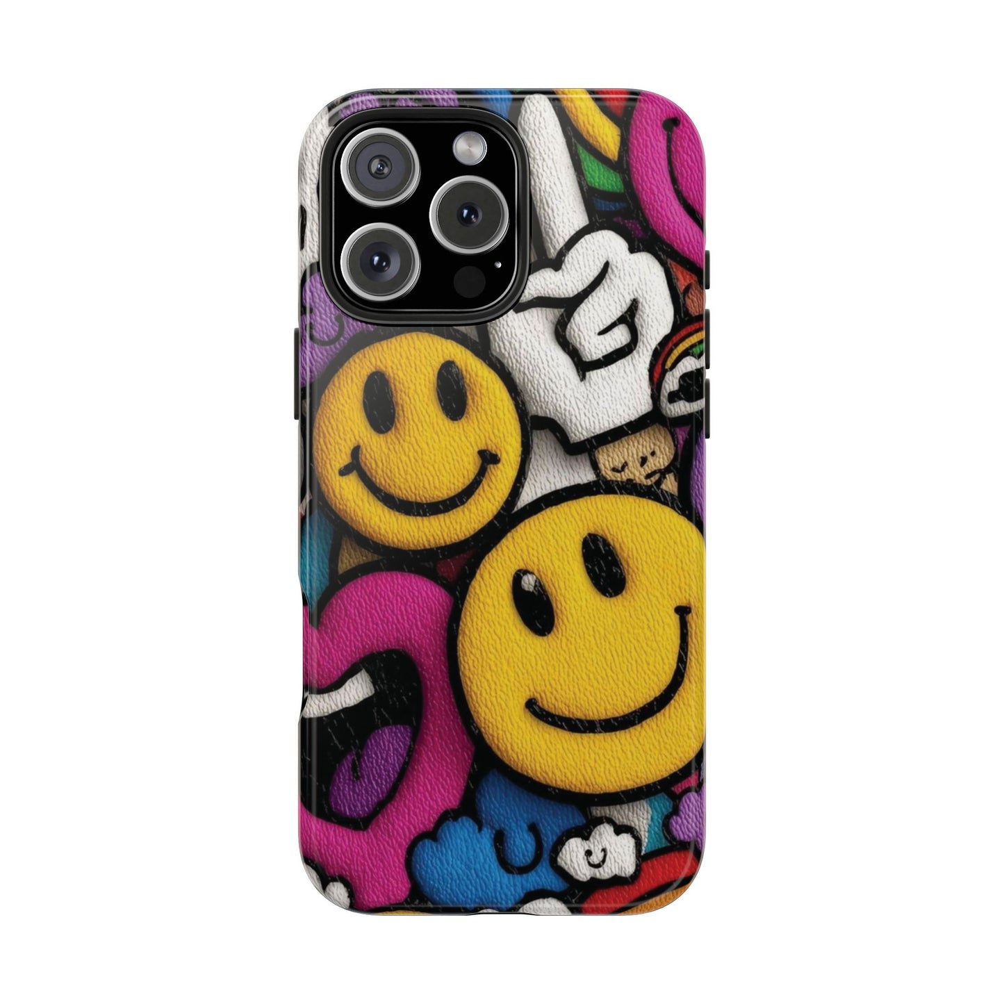 Smiley Graffiti Tough Phone Case – Colorful Urban Art Protection