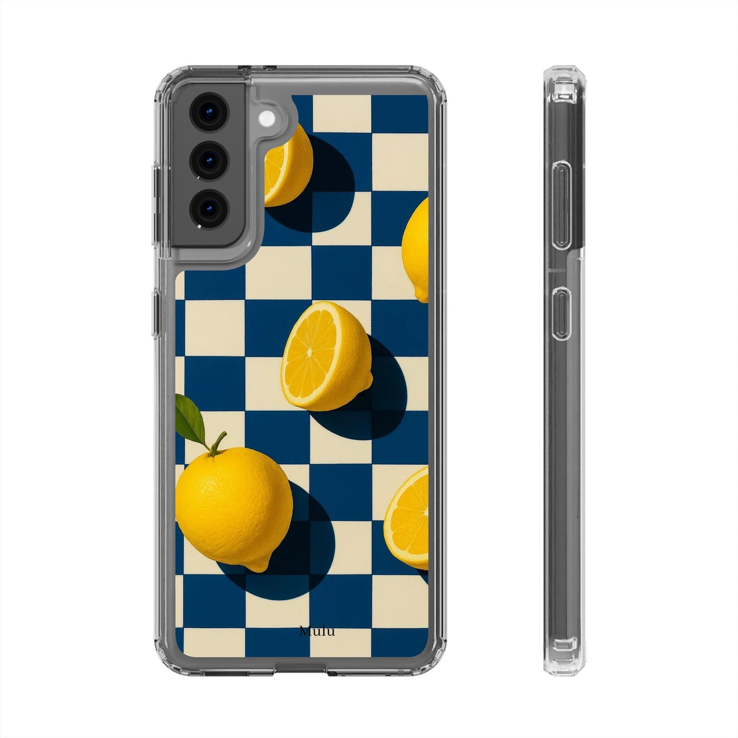 Clear Impact-Resistant Case — Retro Checkered Lemons Phone Case