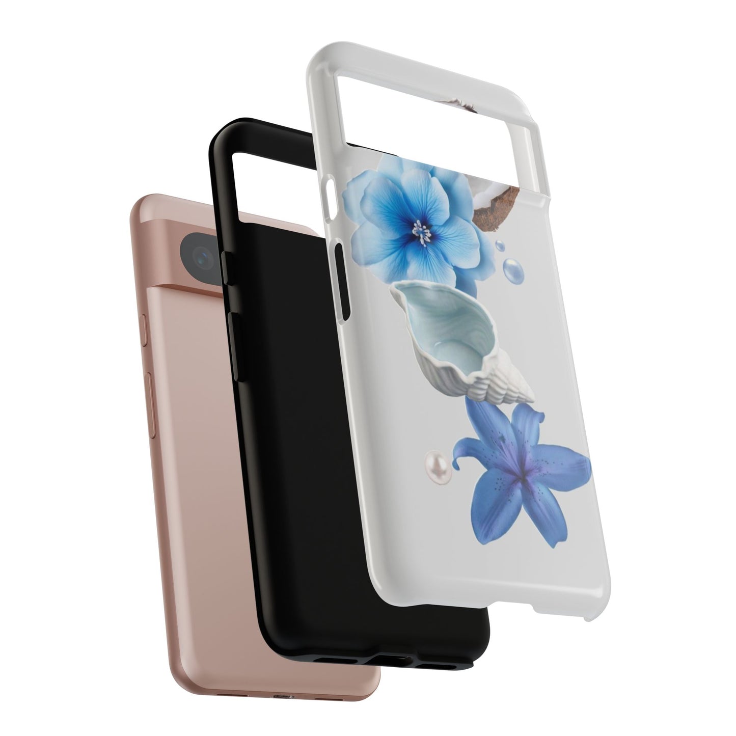 Tropical Blue Floral Phone Case — Coconut, Shell & Starfish Design