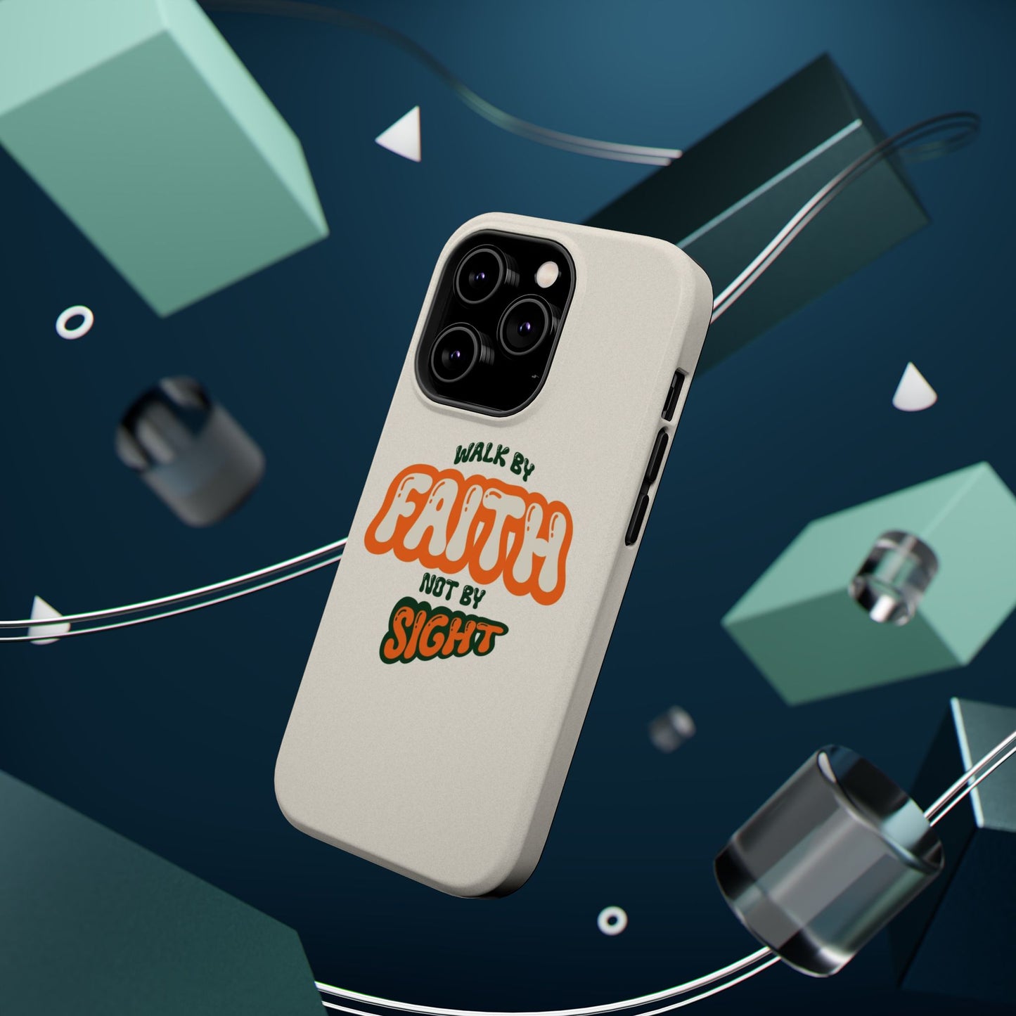 Magnetic Impact-Resistant Case — "Walk by Faith Not by Sight" Inspirational Phone Cover
